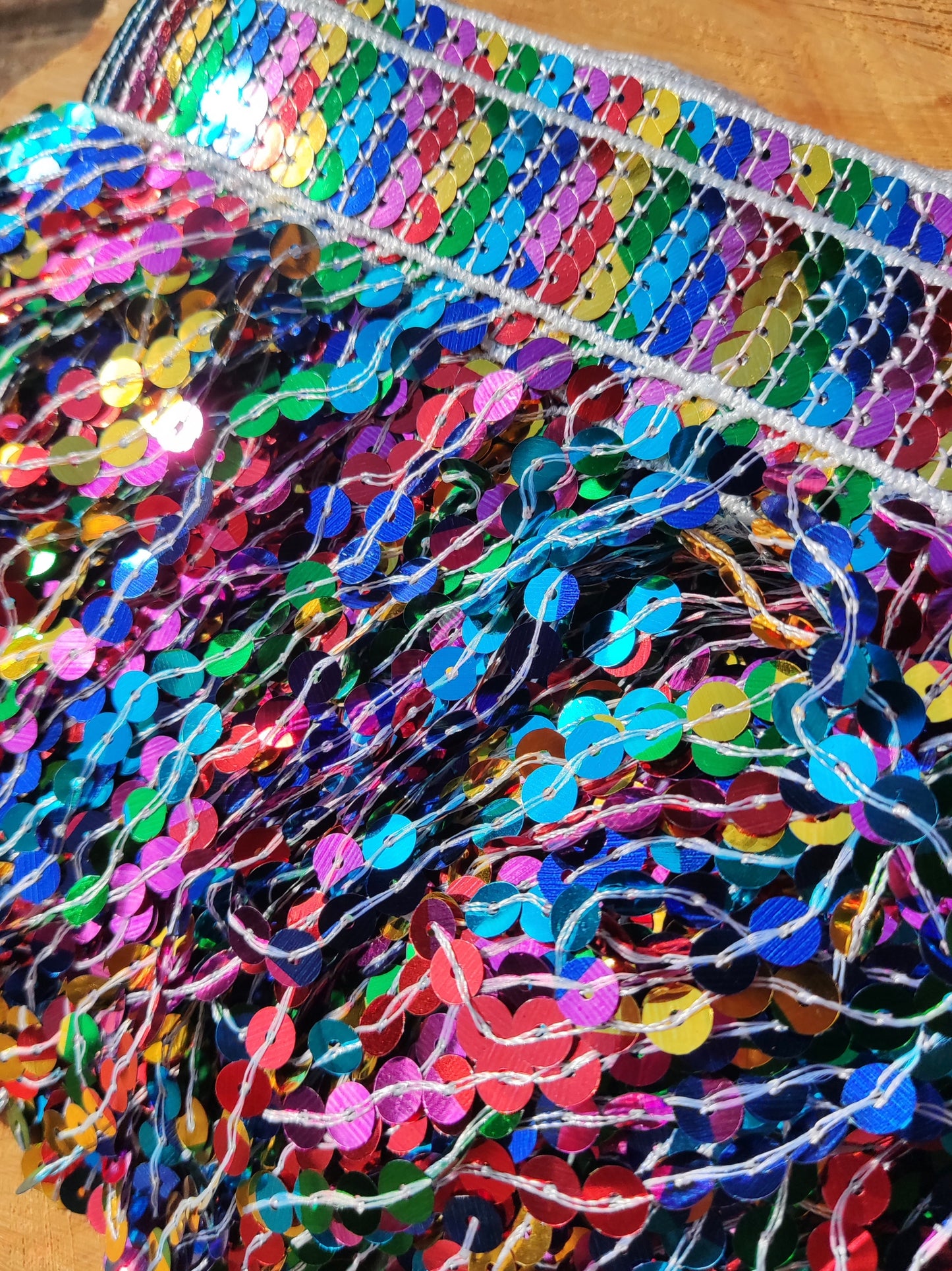 Rainbow Sequin Tassel Trim: 16cm Sparkly Fringe for Dancewear, Costume- Sold by the yard