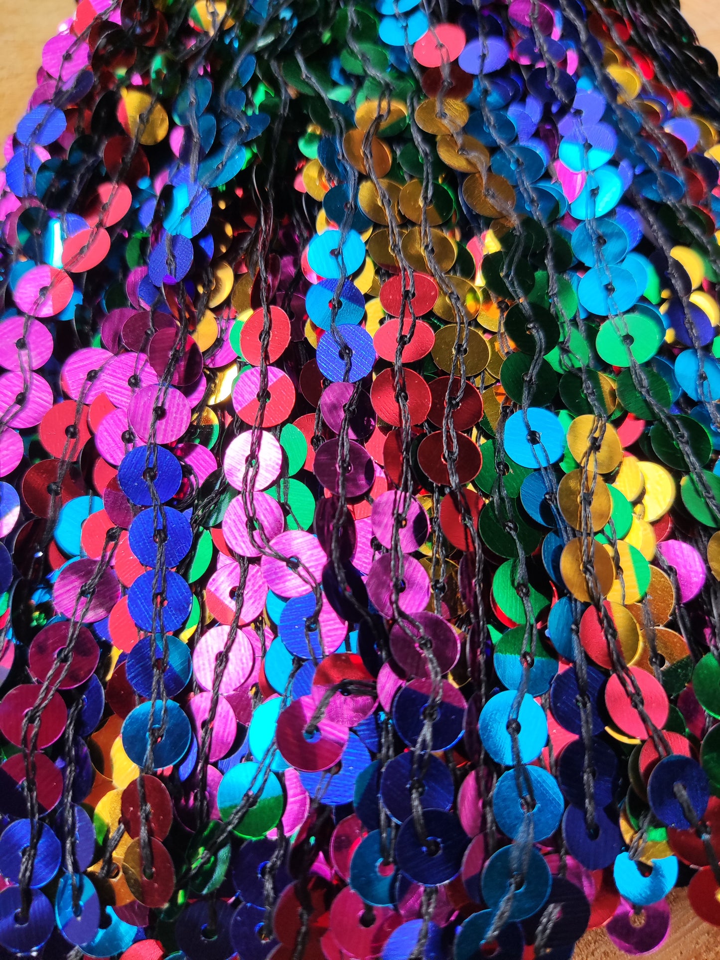 Rainbow Sequin Tassel Trim: 16cm Sparkly Fringe for Dancewear, Costume- Sold by the yard