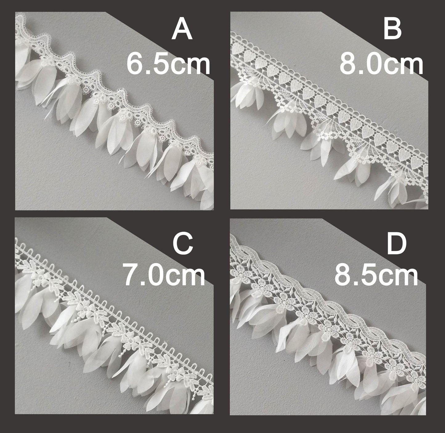 White Leaf Lace Trim: Floaty Bridal Sewing Edging (1 Yard)