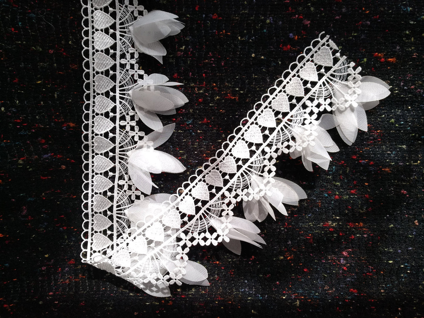 White Leaf Lace Trim: Floaty Bridal Sewing Edging (1 Yard)