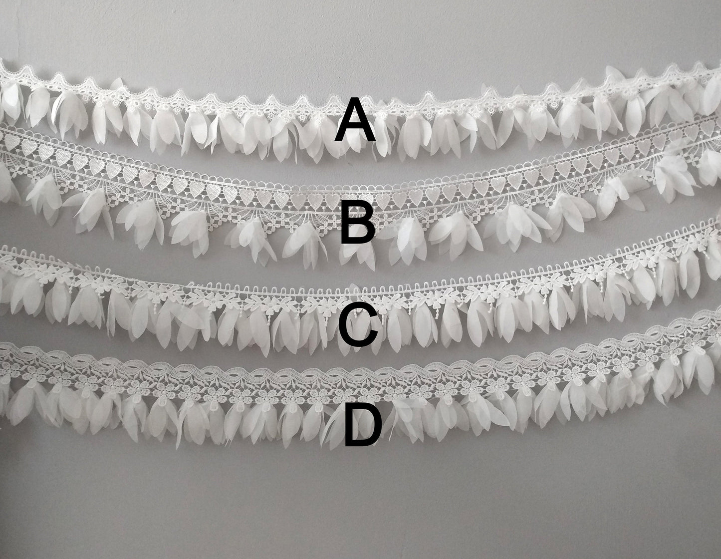 White Leaf Lace Trim: Floaty Bridal Sewing Edging (1 Yard)