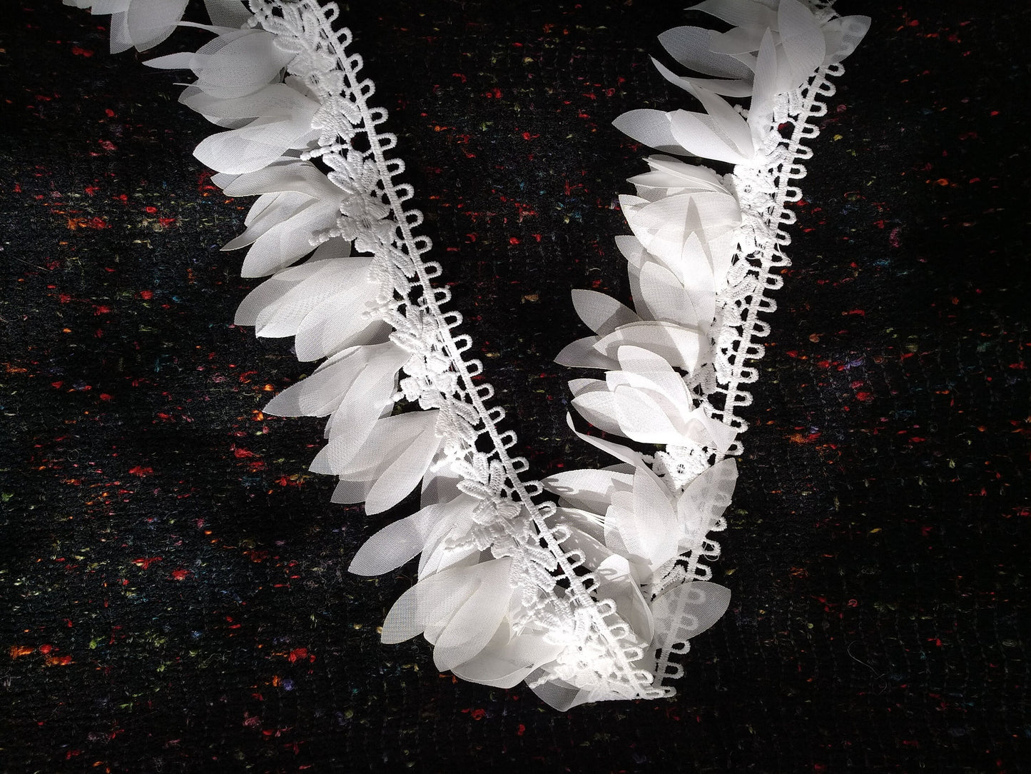 White Leaf Lace Trim: Floaty Bridal Sewing Edging (1 Yard)