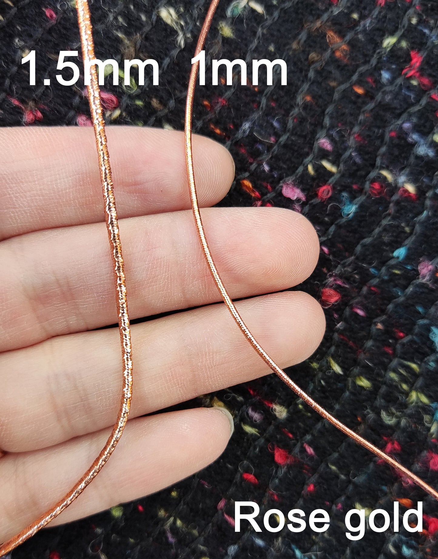 5m Stretchy Elastic Metallic String- 1mm or 1.5mm width Lurex Cord- Rose Gold, Silver, Gold, Red, Green- DIY Crafts Baking Sewing