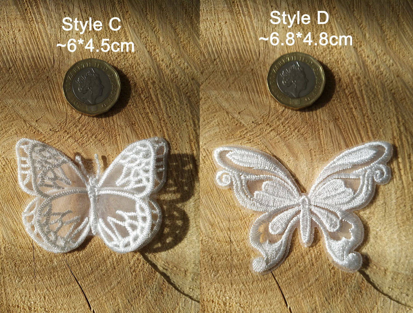 White Butterfly Bridal Lace Applique -Sew on Embroidered Organza Patch- Double layered Motif -Veil Embellishment, Wedding Dress DIY