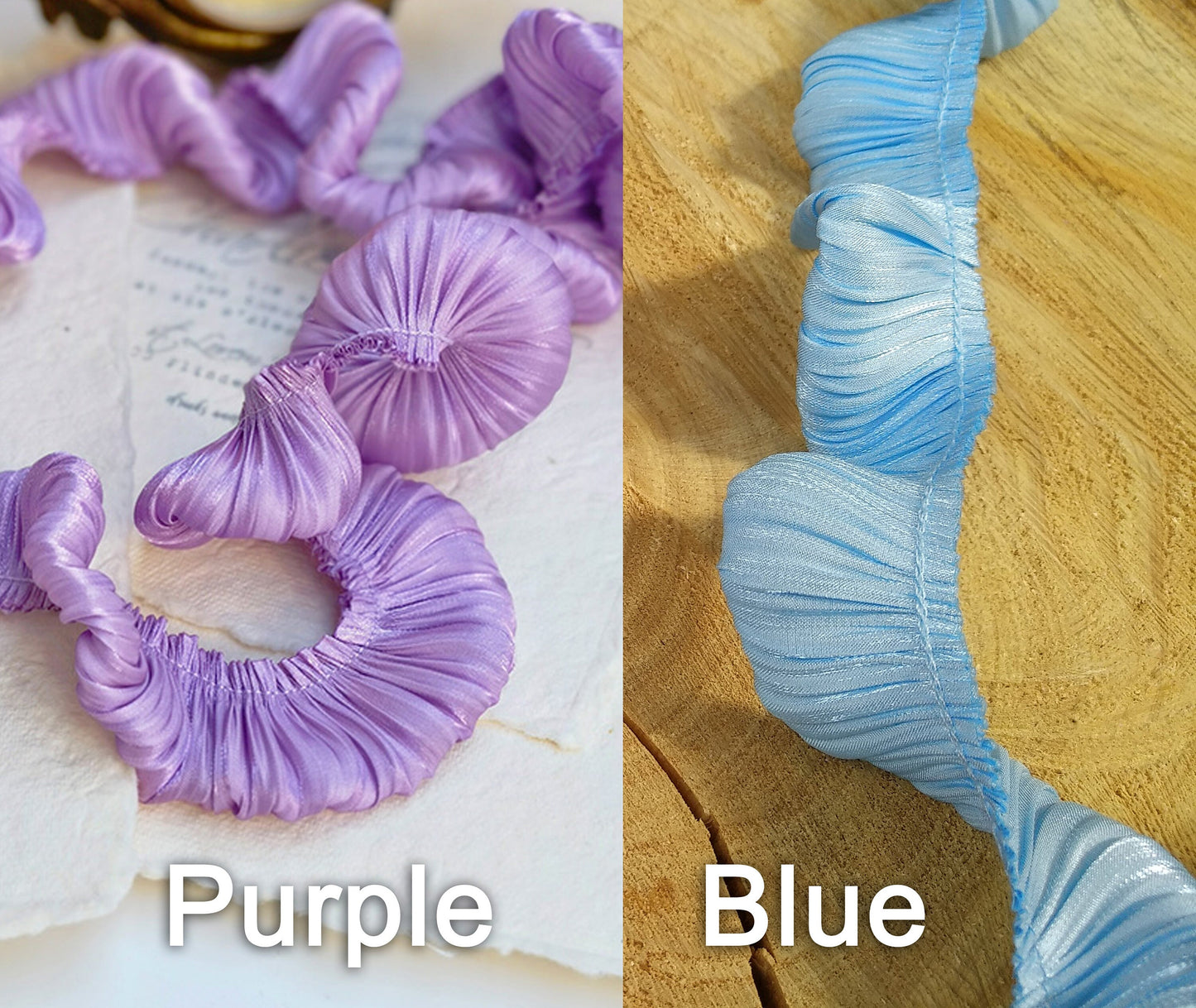 Pleated Puffy Chiffon Shimmery Trim-3cm wide Gathered border- Frilly Ruffle Edging- Per yard- Costume DIY, Doll Making, Sewing embellishment