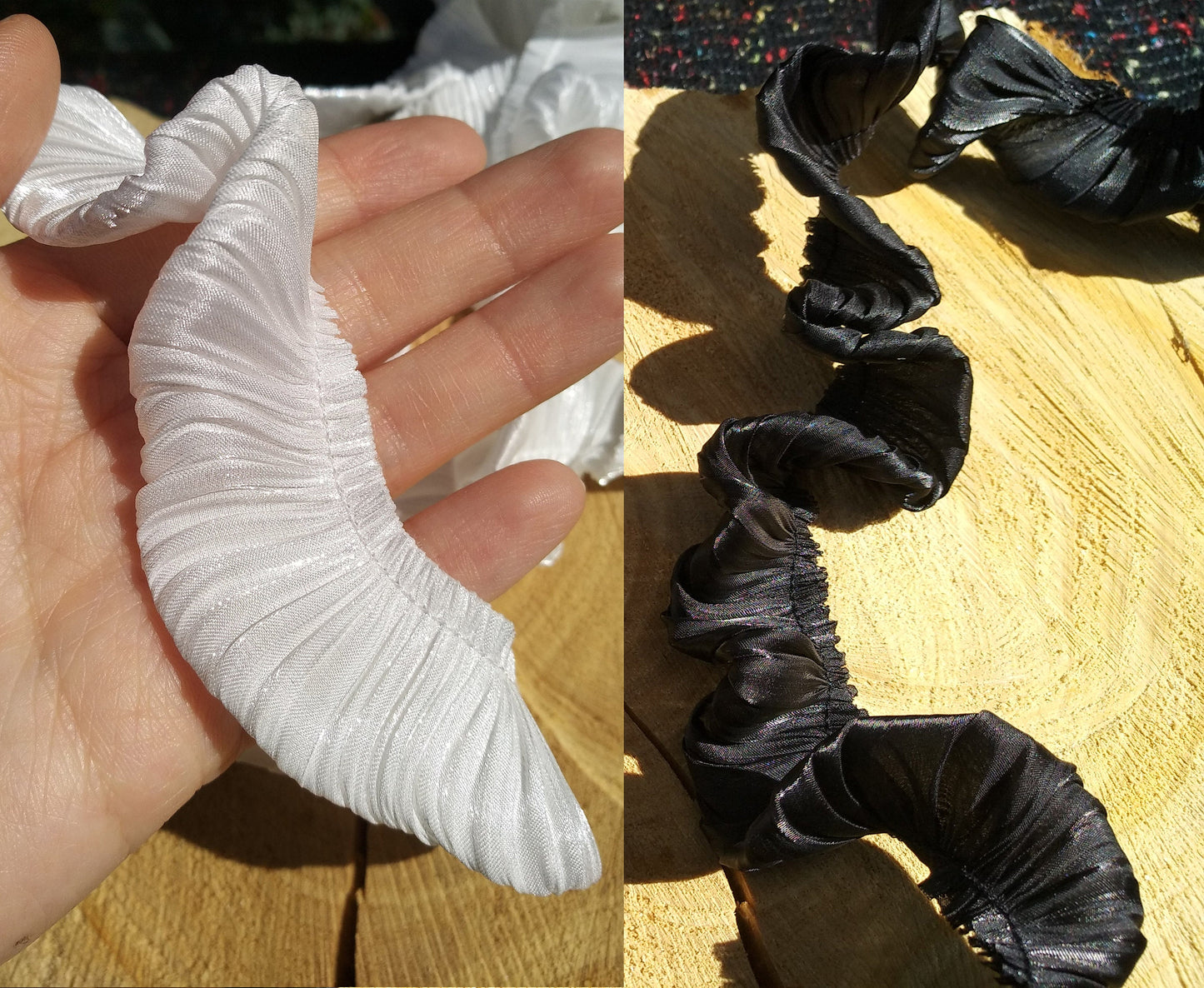 Pleated Puffy Chiffon Shimmery Trim-3cm wide Gathered border- Frilly Ruffle Edging- Per yard- Costume DIY, Doll Making, Sewing embellishment