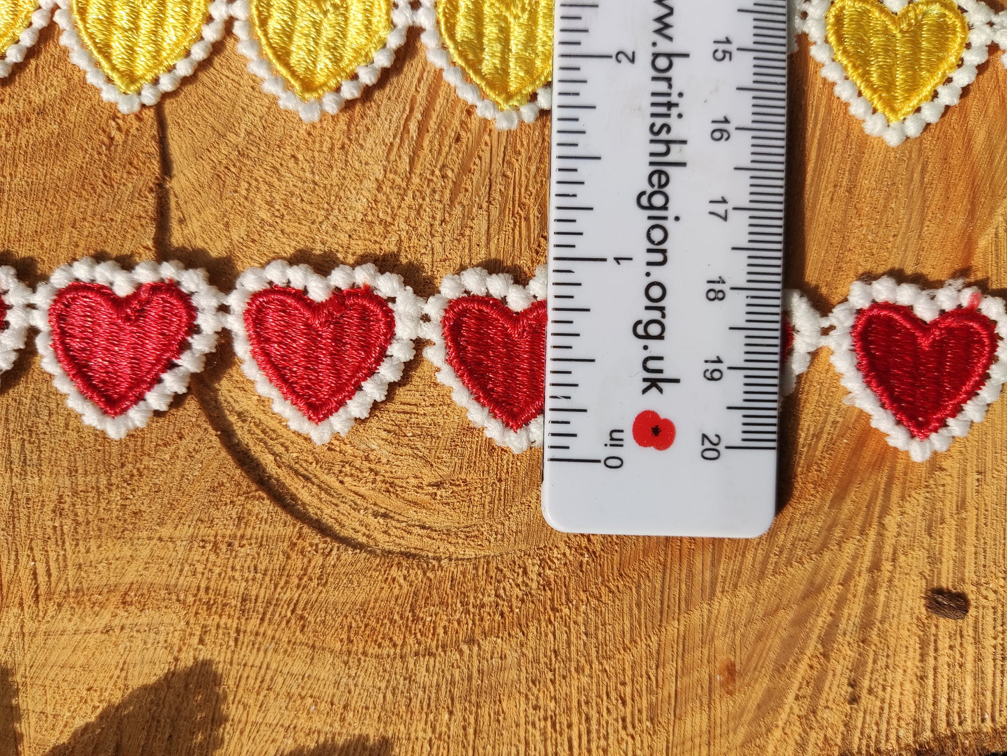 Embroidered Love Heart Lace Trim- 2cm width Colourful Ribbon Border- Per yard- DIY Clothing, Costume, Festival Dressmaking, Upholstery Decor