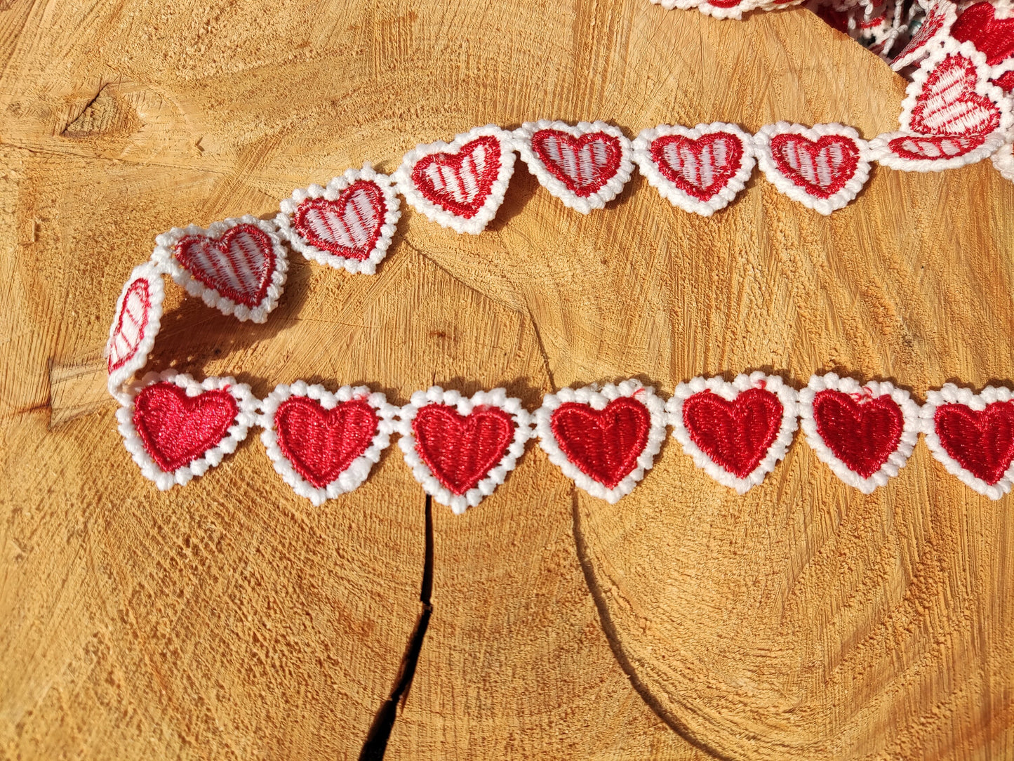 Embroidered Love Heart Lace Trim- 2cm width Colourful Ribbon Border- Per yard- DIY Clothing, Costume, Festival Dressmaking, Upholstery Decor