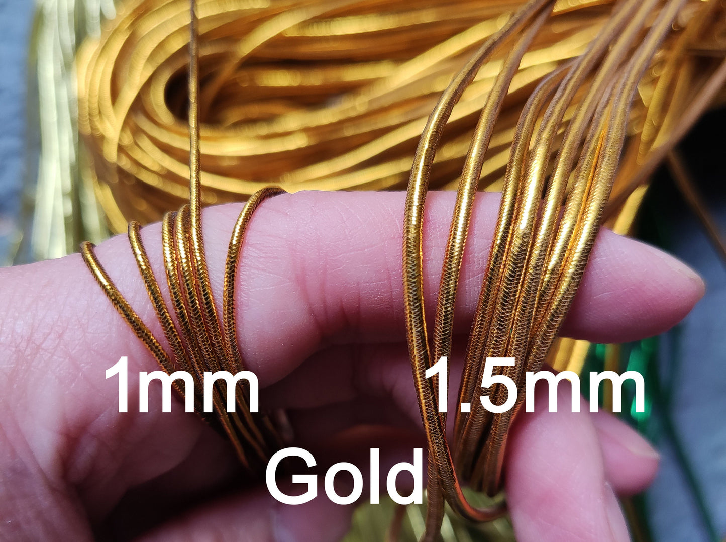 5m Stretchy Elastic Metallic String- 1mm or 1.5mm width Lurex Cord- Rose Gold, Silver, Gold, Red, Green- DIY Crafts Baking Sewing