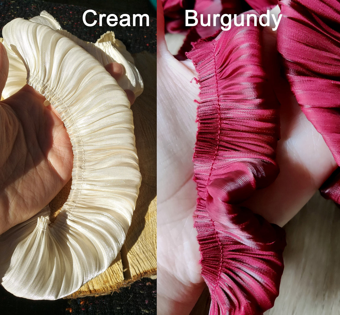 Pleated Puffy Chiffon Shimmery Trim-3cm wide Gathered border- Frilly Ruffle Edging- Per yard- Costume DIY, Doll Making, Sewing embellishment