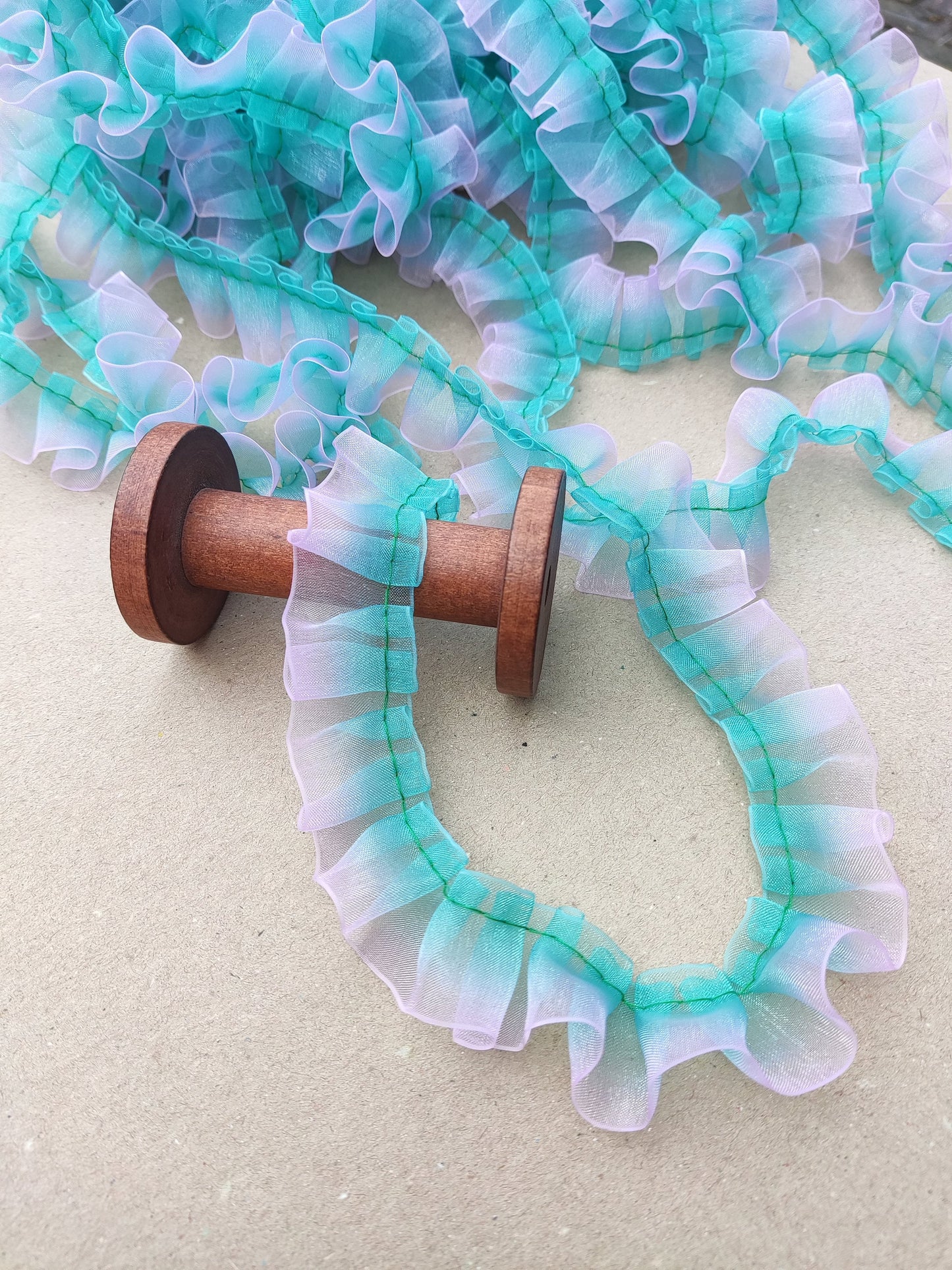 2 Tone Ombre Trim-Pleated Wavy Organza Ruffle Trim- Per yard -DIY Sewing Doll Fairy Clothes