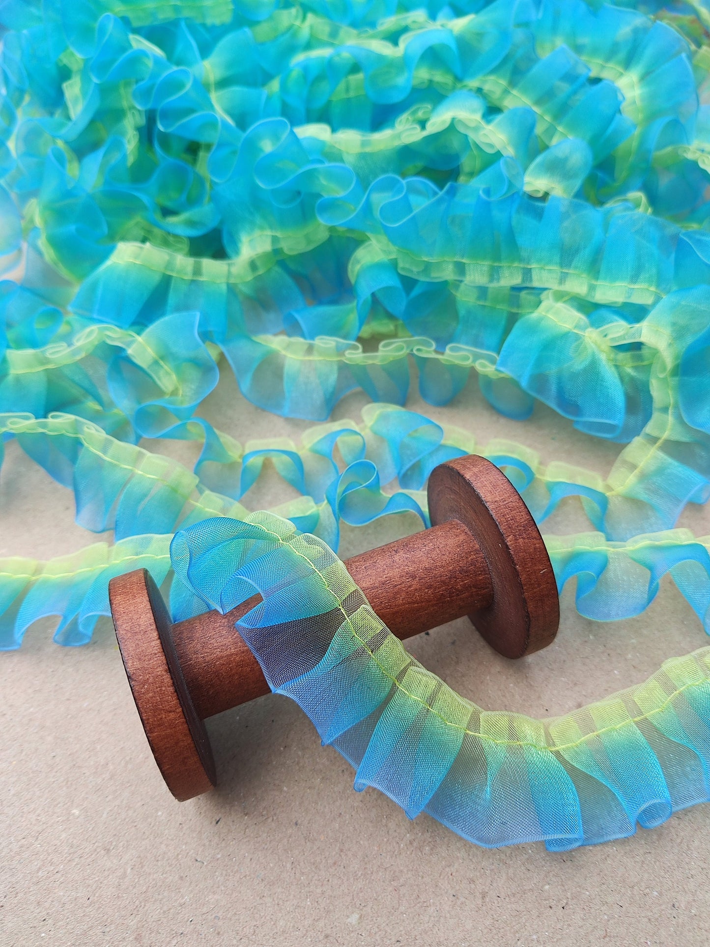 2 Tone Ombre Trim-Pleated Wavy Organza Ruffle Trim- Per yard -DIY Sewing Doll Fairy Clothes