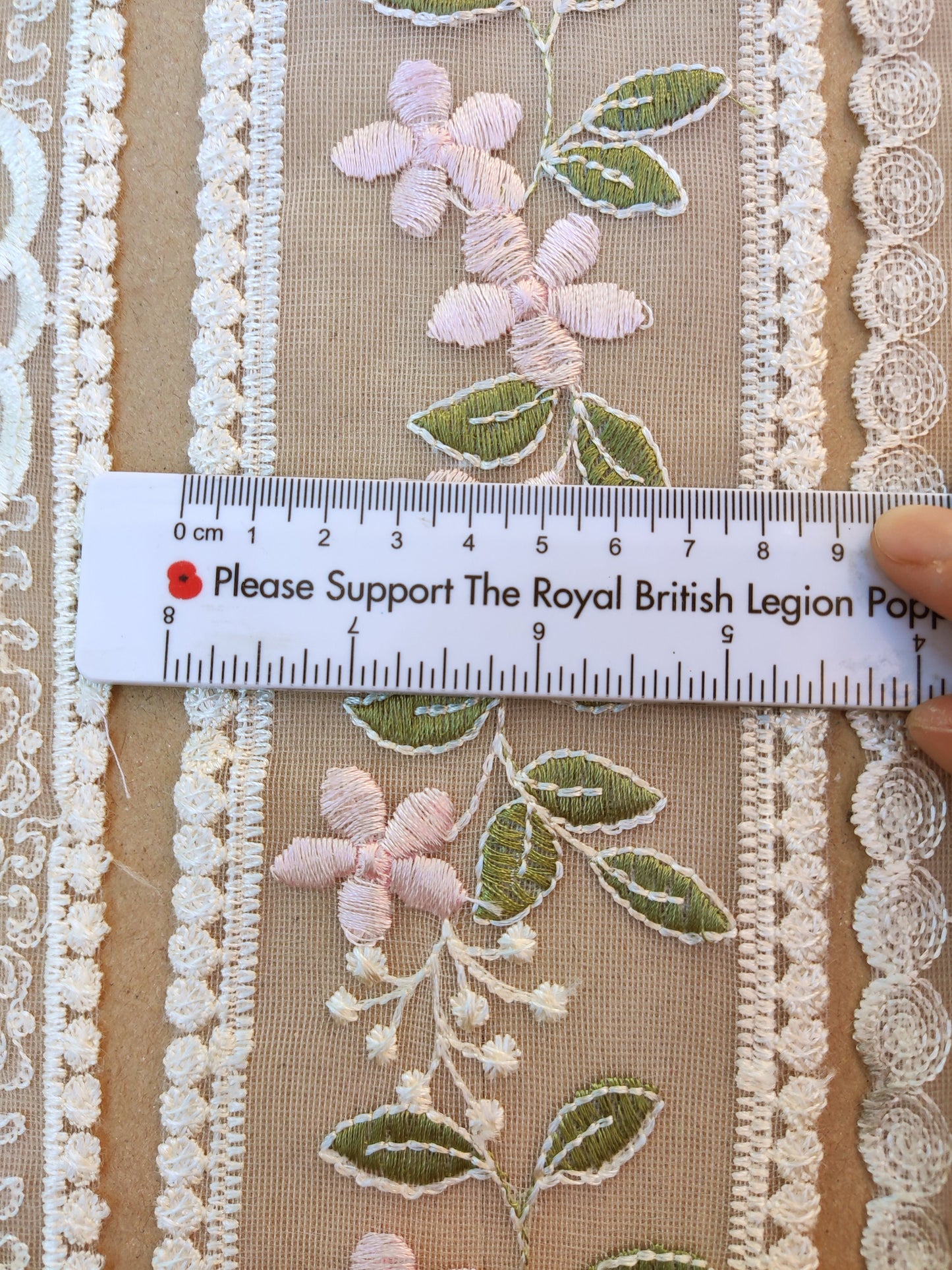 Embroidered Floral Sheer Ribbon Trim -9cm width Heart Net Mesh Border Edging -Per yard -DIY Clothing, Festival Costume, Crafts Decor