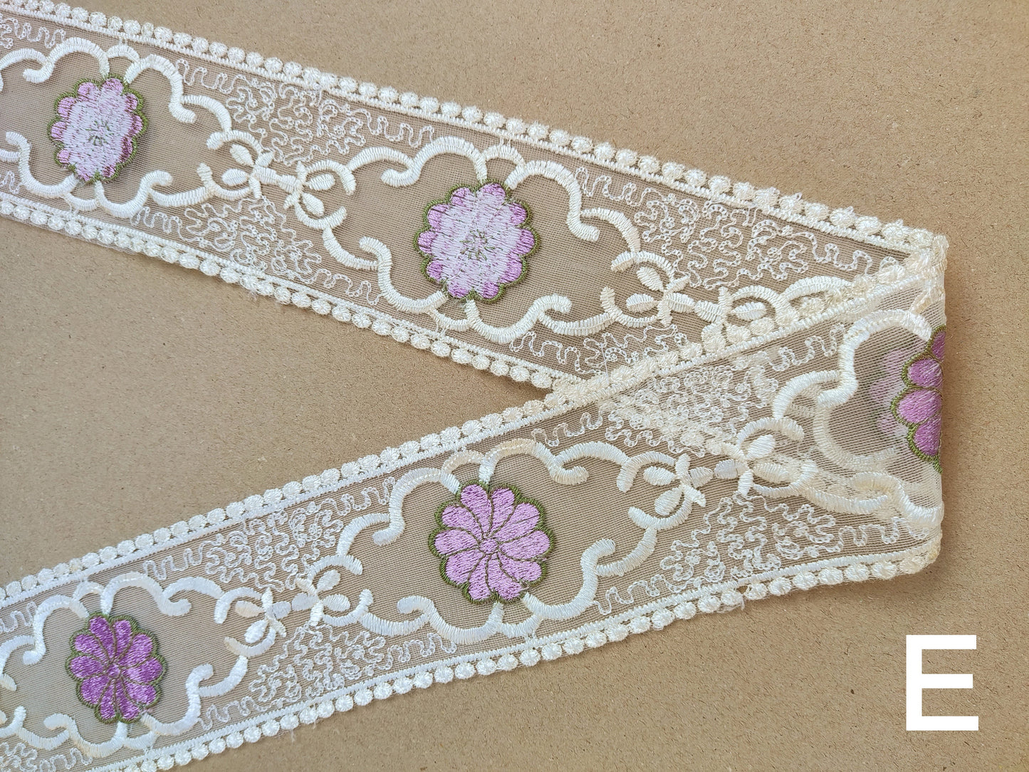 Embroidered Floral Sheer Ribbon Trim -9cm width Heart Net Mesh Border Edging -Per yard -DIY Clothing, Festival Costume, Crafts Decor
