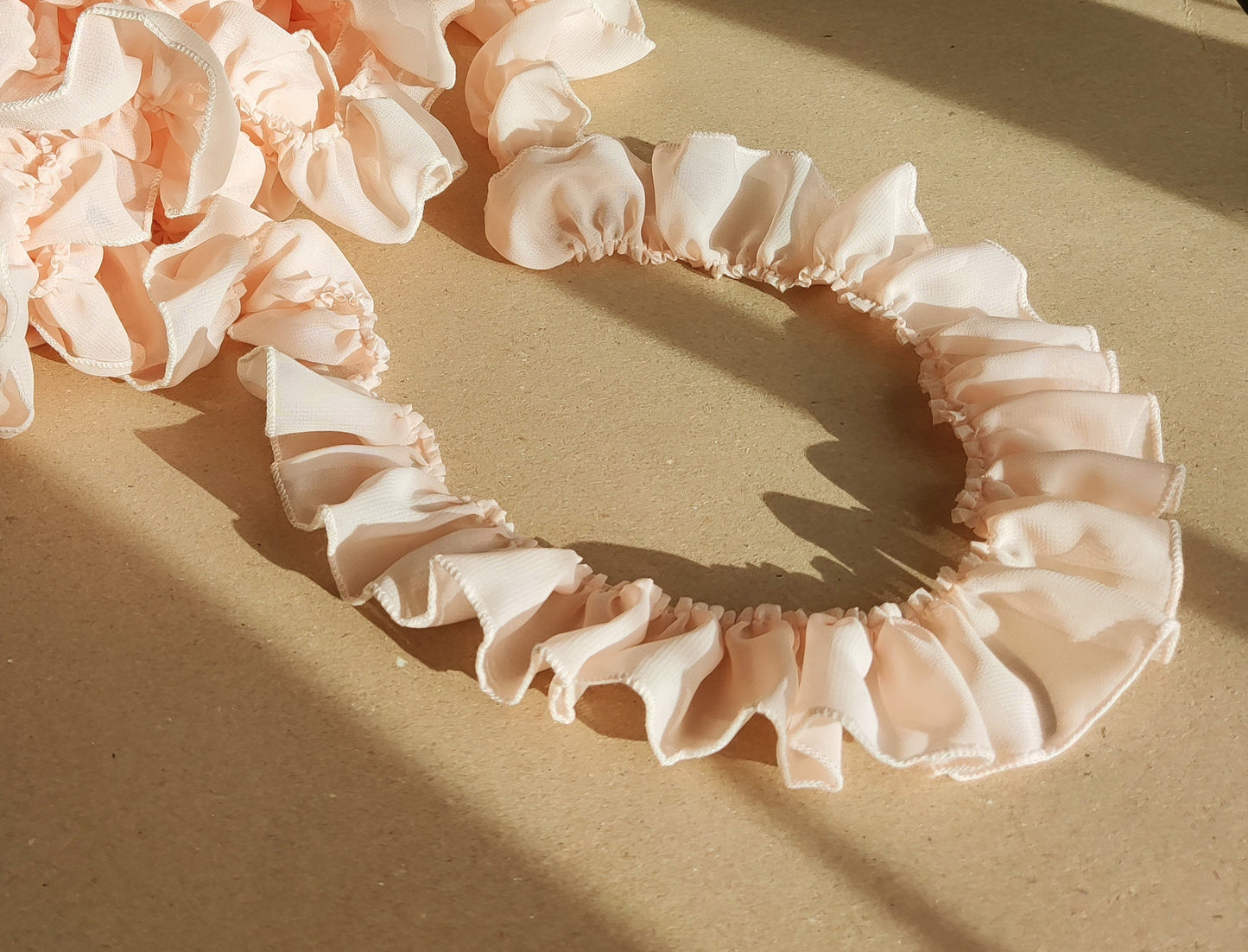 5cm Width Gathered Chiffon Trim with Contrasting Colour Edge -Per yard- For Doll Clothes, Scrunchie Making, Dressmaking