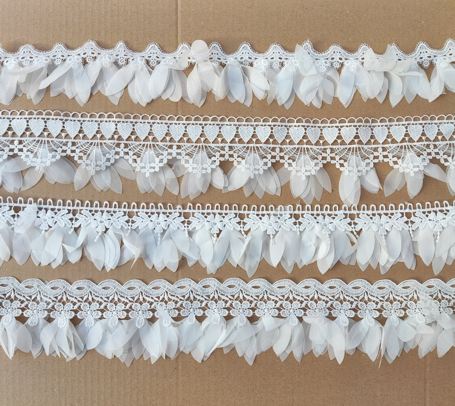 White Leaf Lace Trim: Floaty Bridal Sewing Edging (1 Yard)