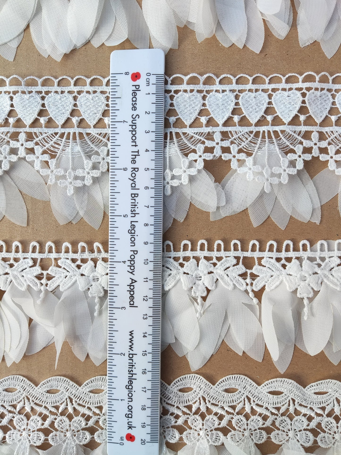 White Leaf Lace Trim: Floaty Bridal Sewing Edging (1 Yard)