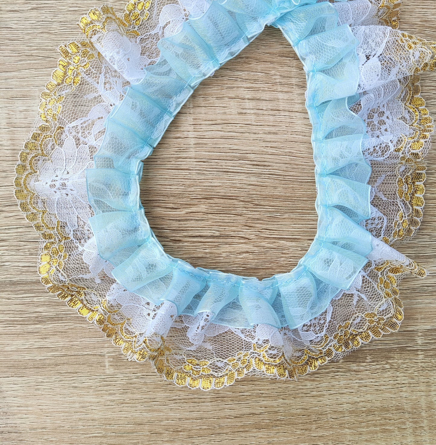 Retro Organza Ruffle Rococo Trim with Gold Edge Lace - Per Yard -6cm Width- Costume DIY, Doll Clothes, Sewing, Dressmaking