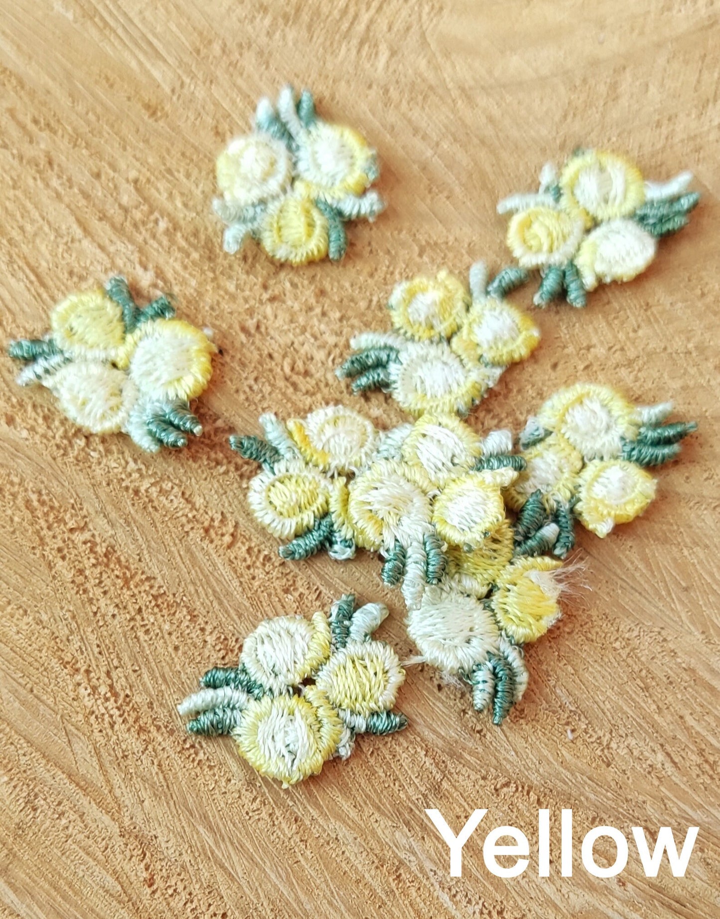 25pc Tiny Embroidered Flower Sew on Applique- Small Multicolored Floral Motif- For Doll Clothes, Junk Journal, Scrapbooking