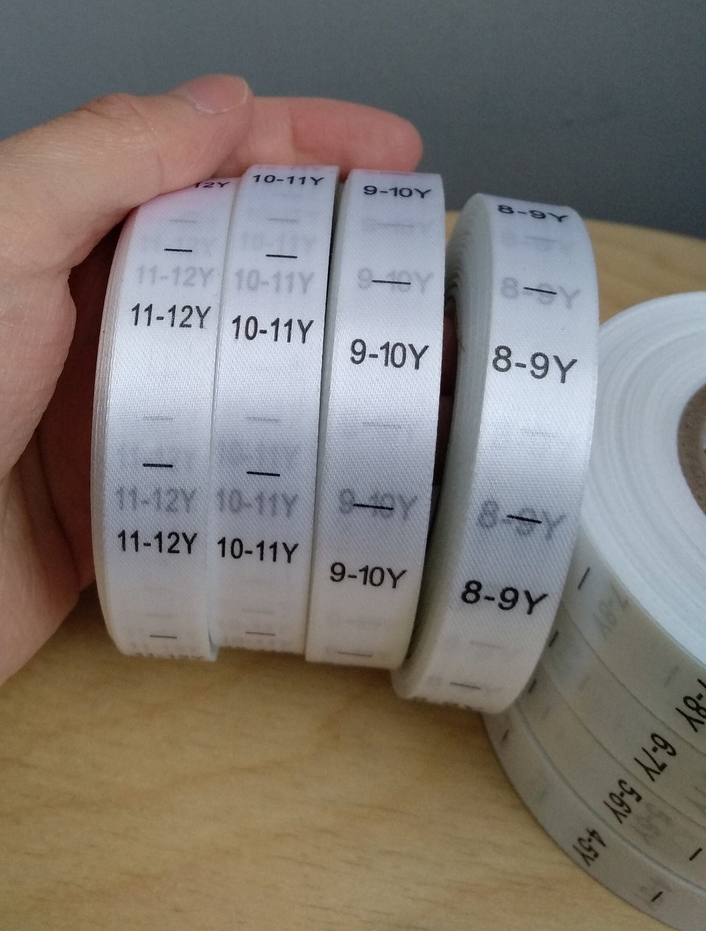 50pc Children's/Adults' Clothing Size Labels -Dual/Single Sizes Ribbon-For age 4-12 (years)