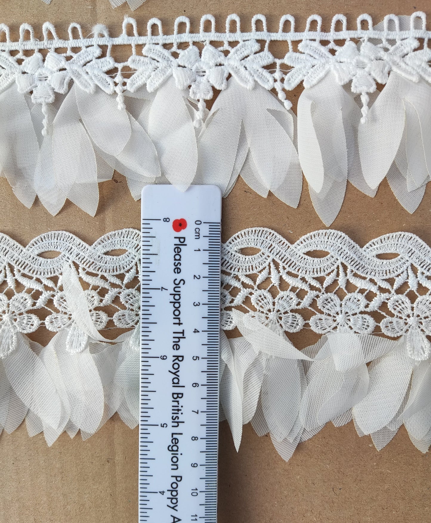 White Leaf Lace Trim: Floaty Bridal Sewing Edging (1 Yard)