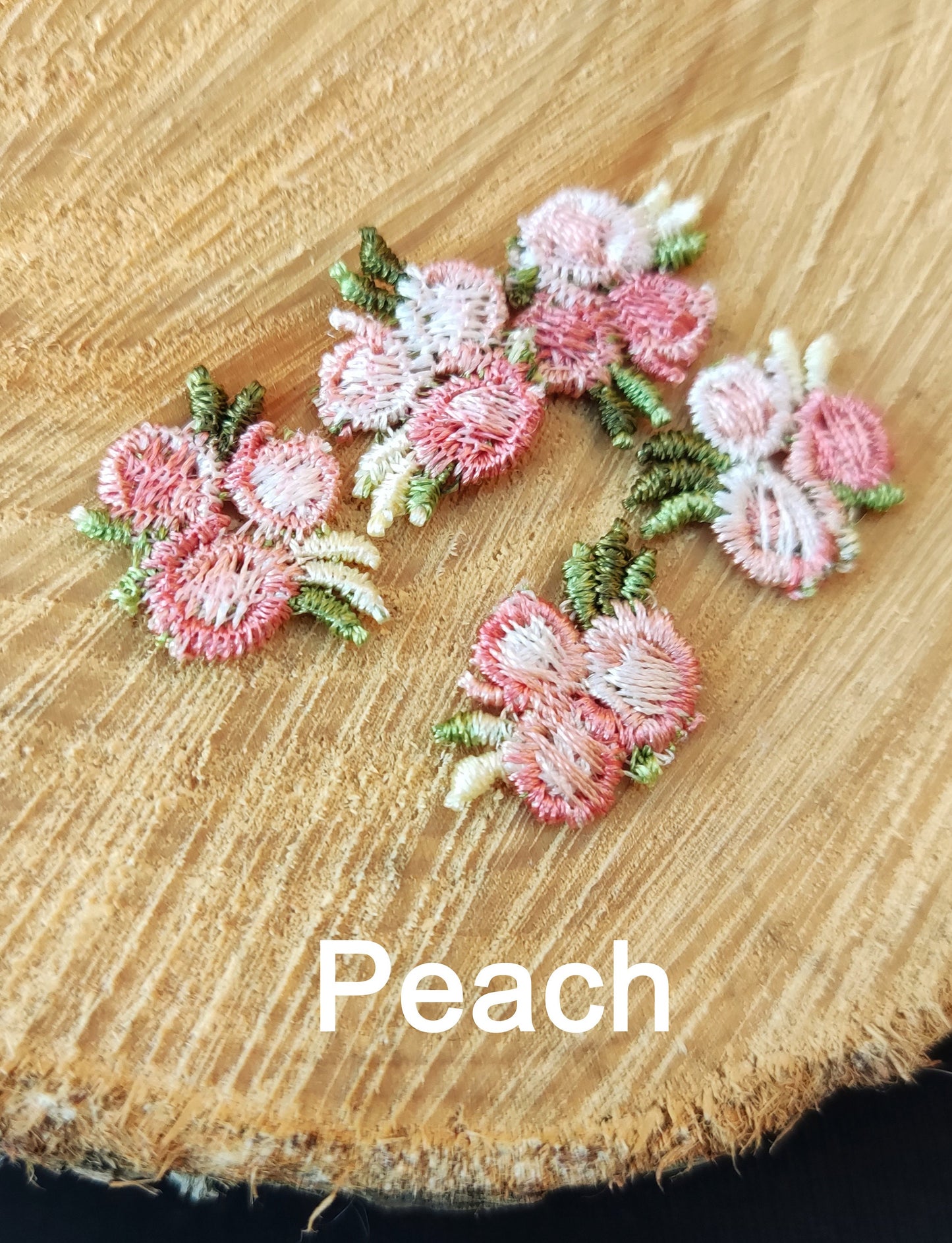 25pc Tiny Embroidered Flower Sew on Applique- Small Multicolored Floral Motif- For Doll Clothes, Junk Journal, Scrapbooking