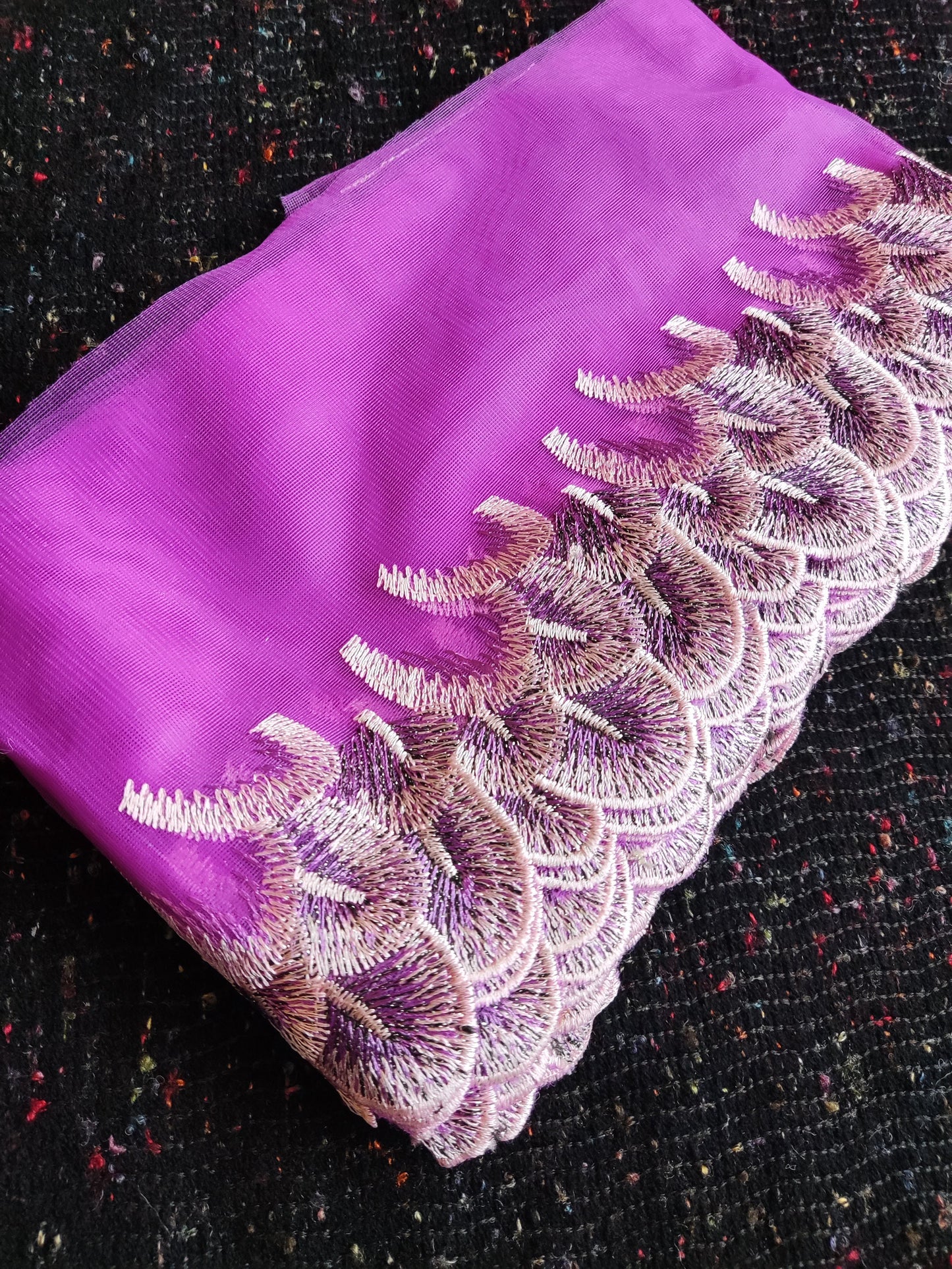 Peacock Feather Embroidered Tulle Mesh Trim- Per yard - 17cm wide Gold metallic Net Edging- Colourful Panel for Dancewear,Doll making