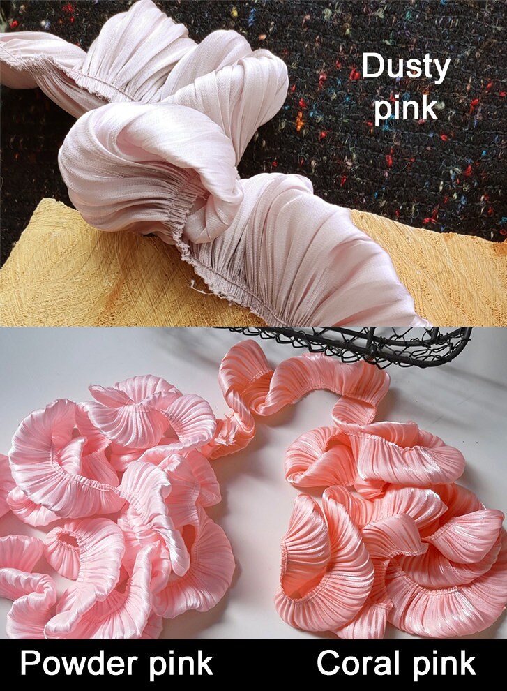 Pleated Puffy Chiffon Shimmery Trim-3cm wide Gathered border- Frilly Ruffle Edging- Per yard- Costume DIY, Doll Making, Sewing embellishment
