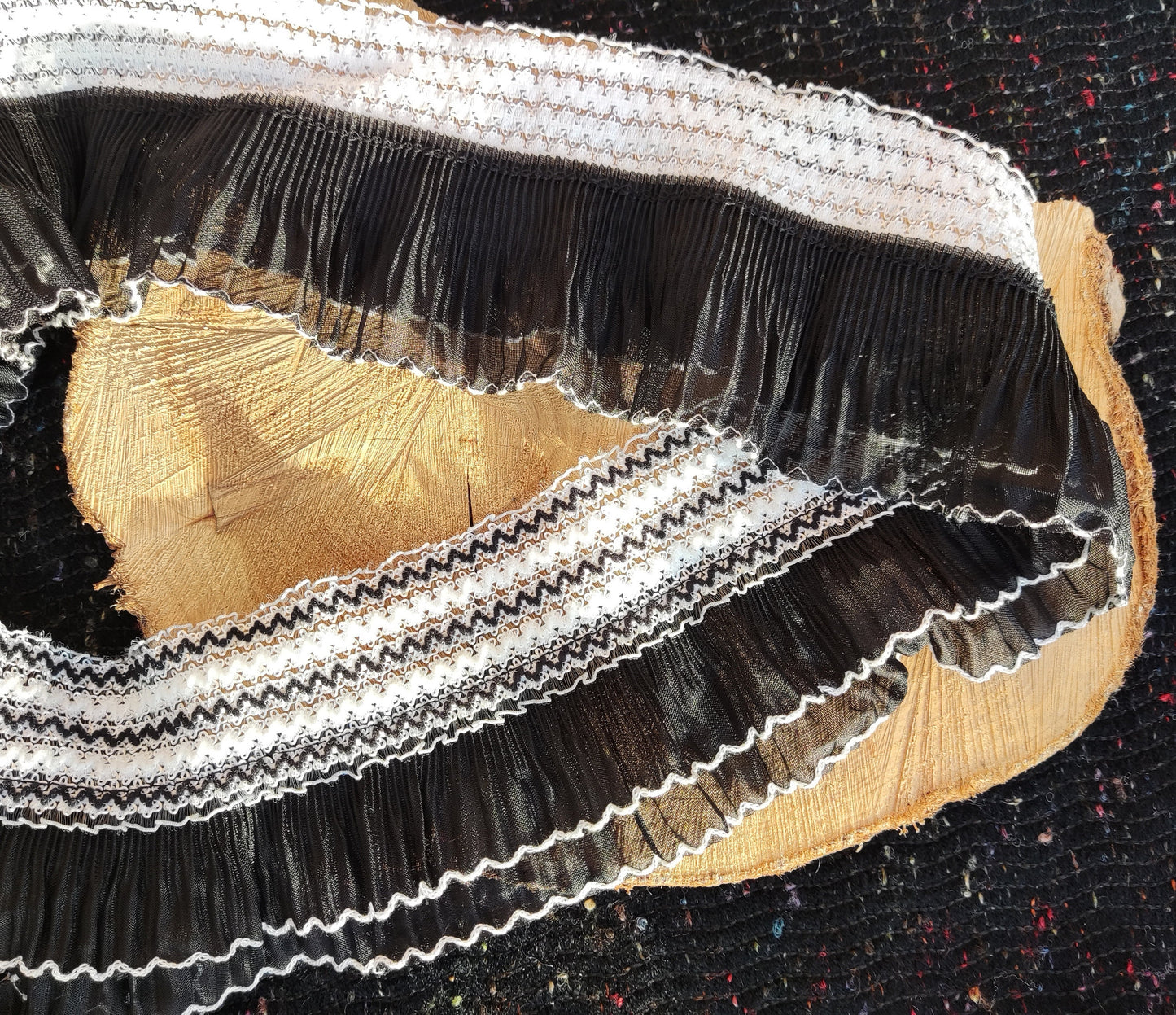 Modern Ruffle Pleated Chiffon Trim: By the Yard -10cm Wide Layered Elastic Border
