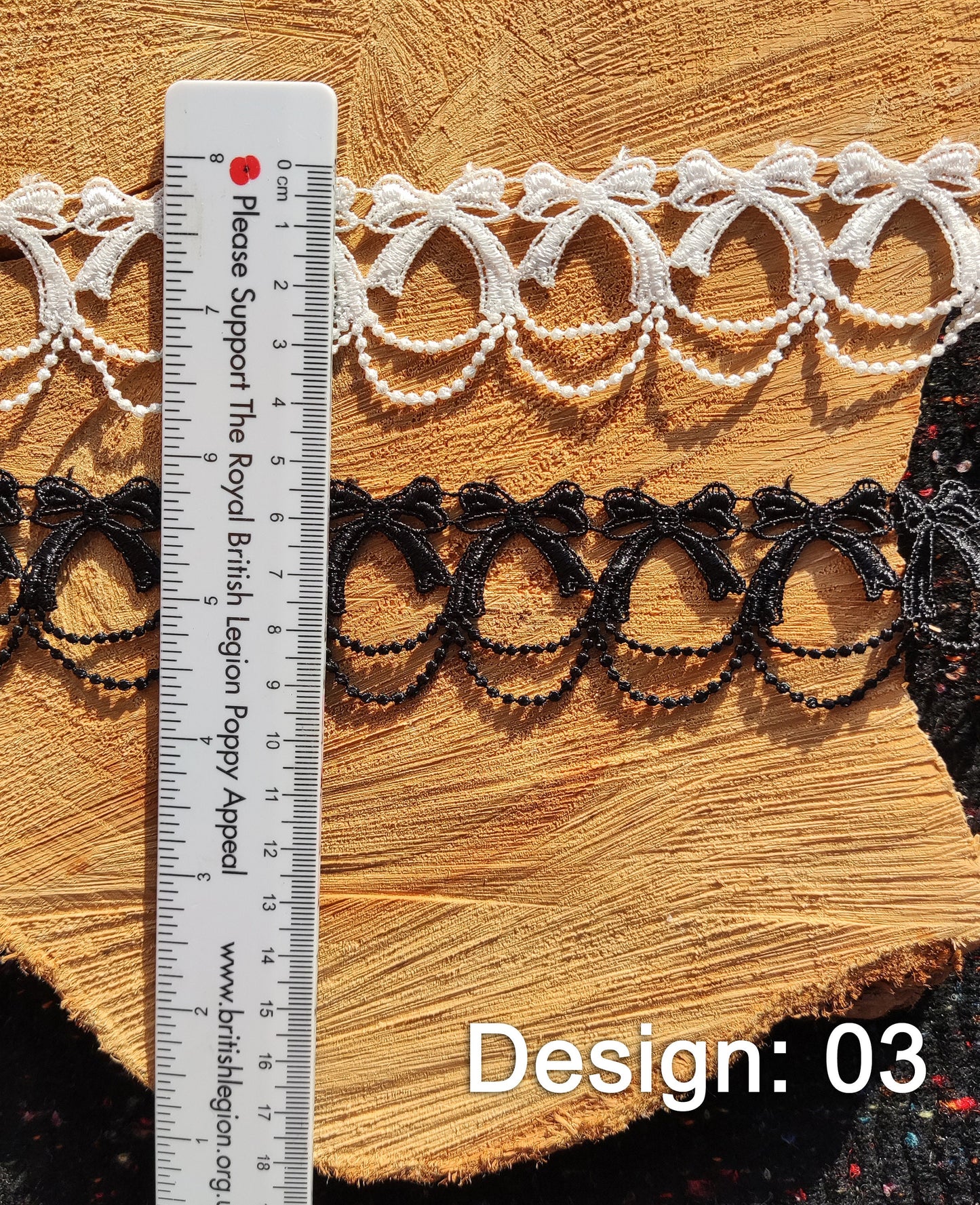Bow Pattern Lace trim- Per yard -For Sewing, Doll Making, Scrapbooking, Bridal DIY