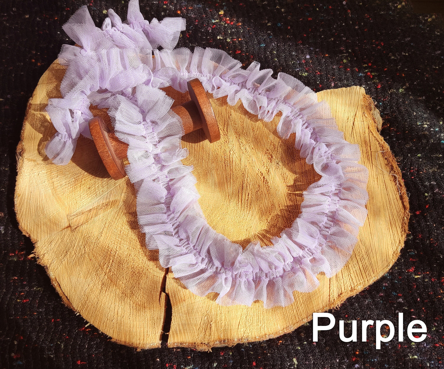 Double Layered Tulle Ruffle Trim with Scrunched Middle -Per yard- 5cm width Frilly Edging- For Festival Costume, Doll Clothes, Bridal DIY
