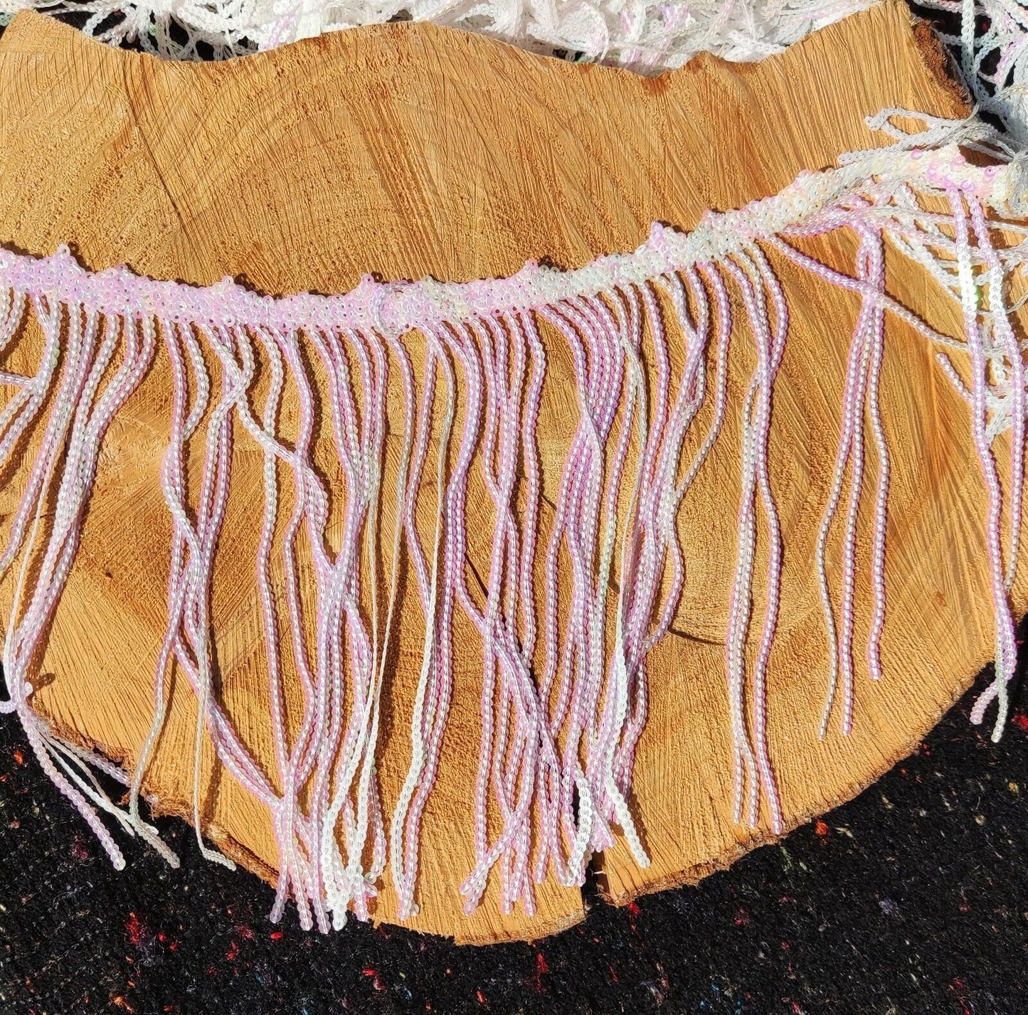 Long Sequin Tassel Fringe Trim -Per Yard -17cm Length