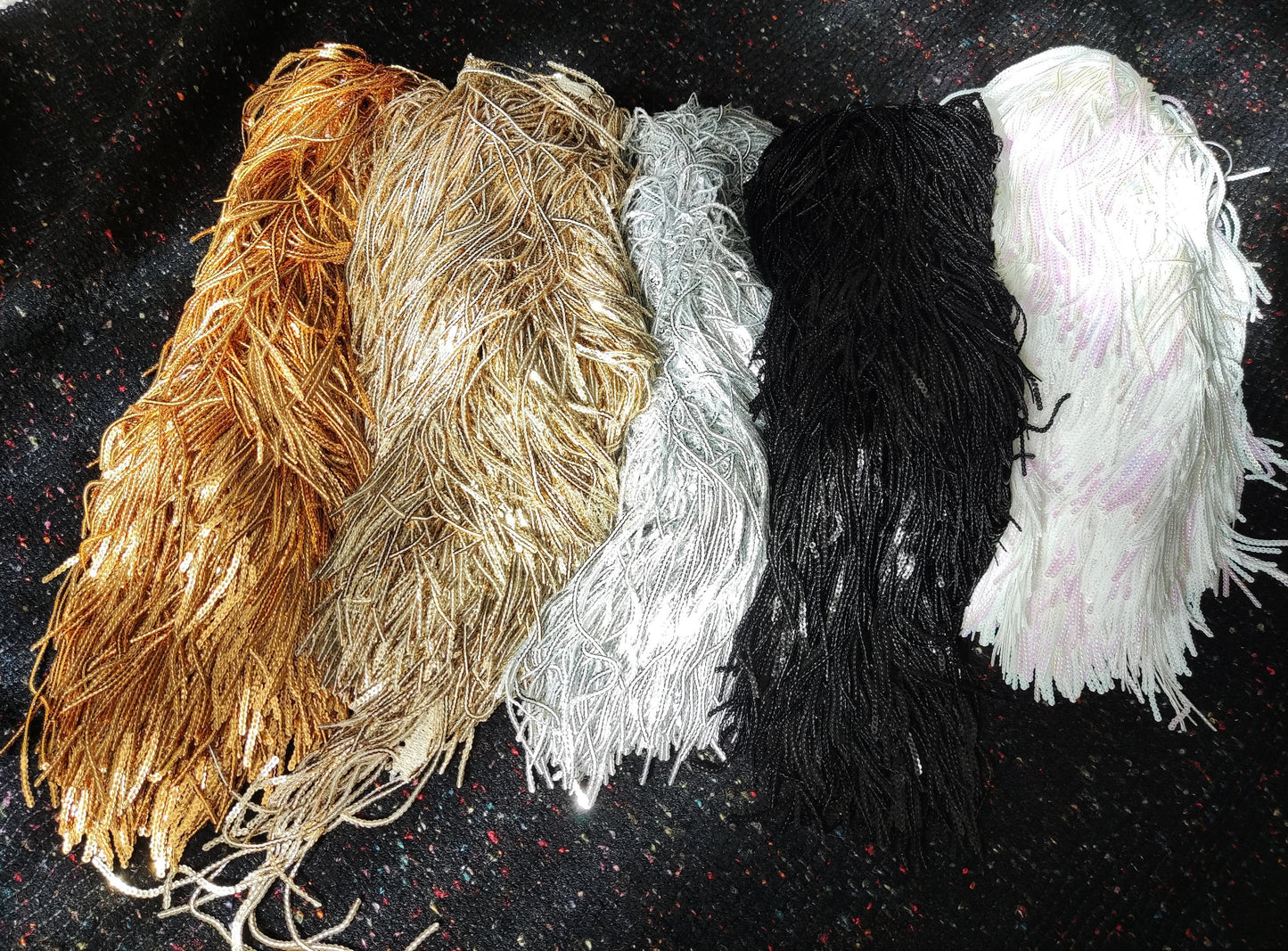 Long Sequin Tassel Fringe Trim -Per Yard -17cm Length
