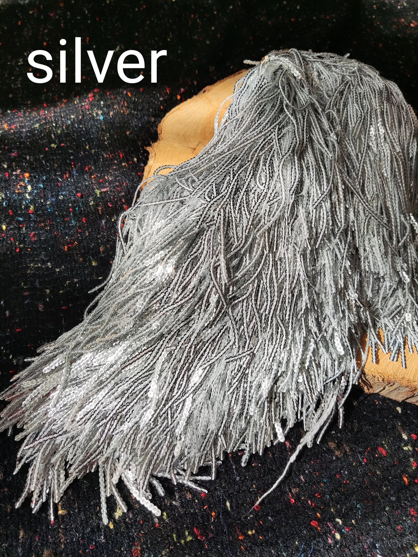 Long Sequin Tassel Fringe Trim -Per Yard -17cm Length