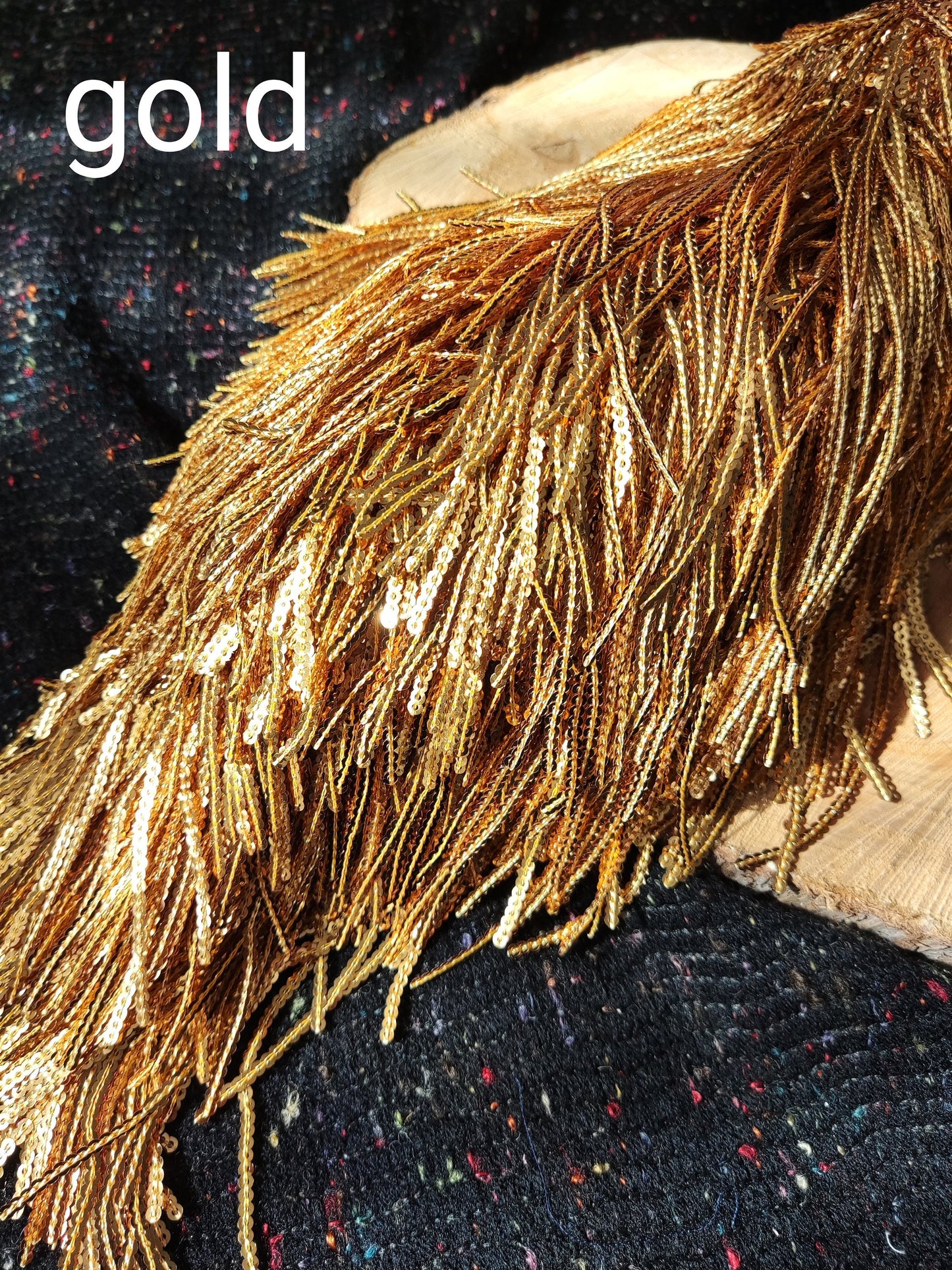Long Sequin Tassel Fringe Trim -Per Yard -17cm Length