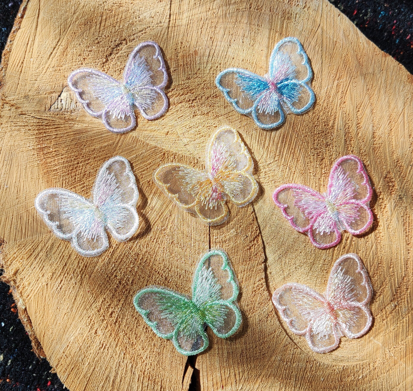 Sheer Iridescent Butterfly Sew on Organza Applique- 4cm*5cm Embroidered Motif for Hairclip DIY, Dressmaking Patch, Junk Journal