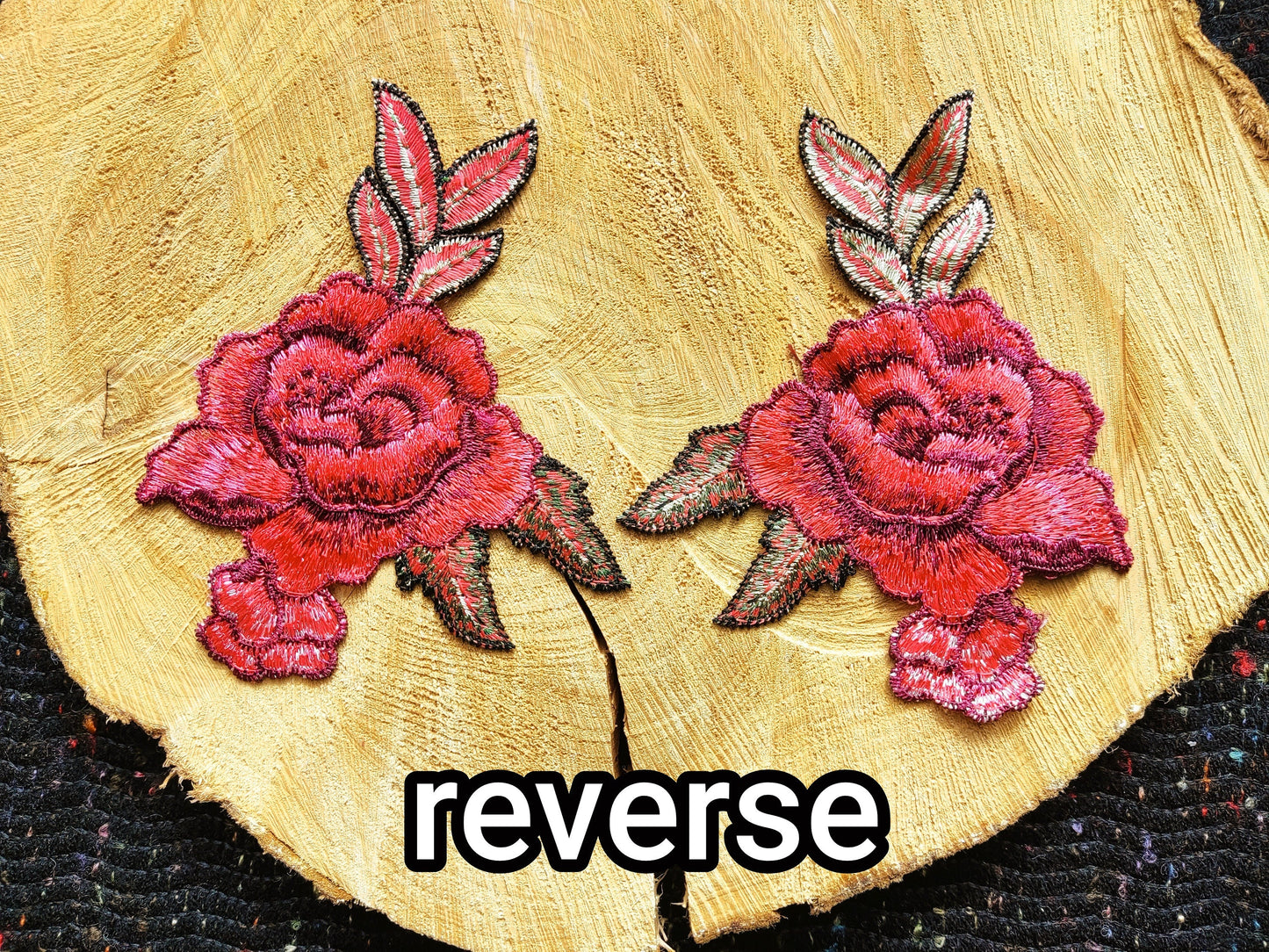 13*10cm Red Embroidered Sew on Rose applique -Flower Motif Patch for Clothes decoration, Lingerie, Costume DIY, Bag making