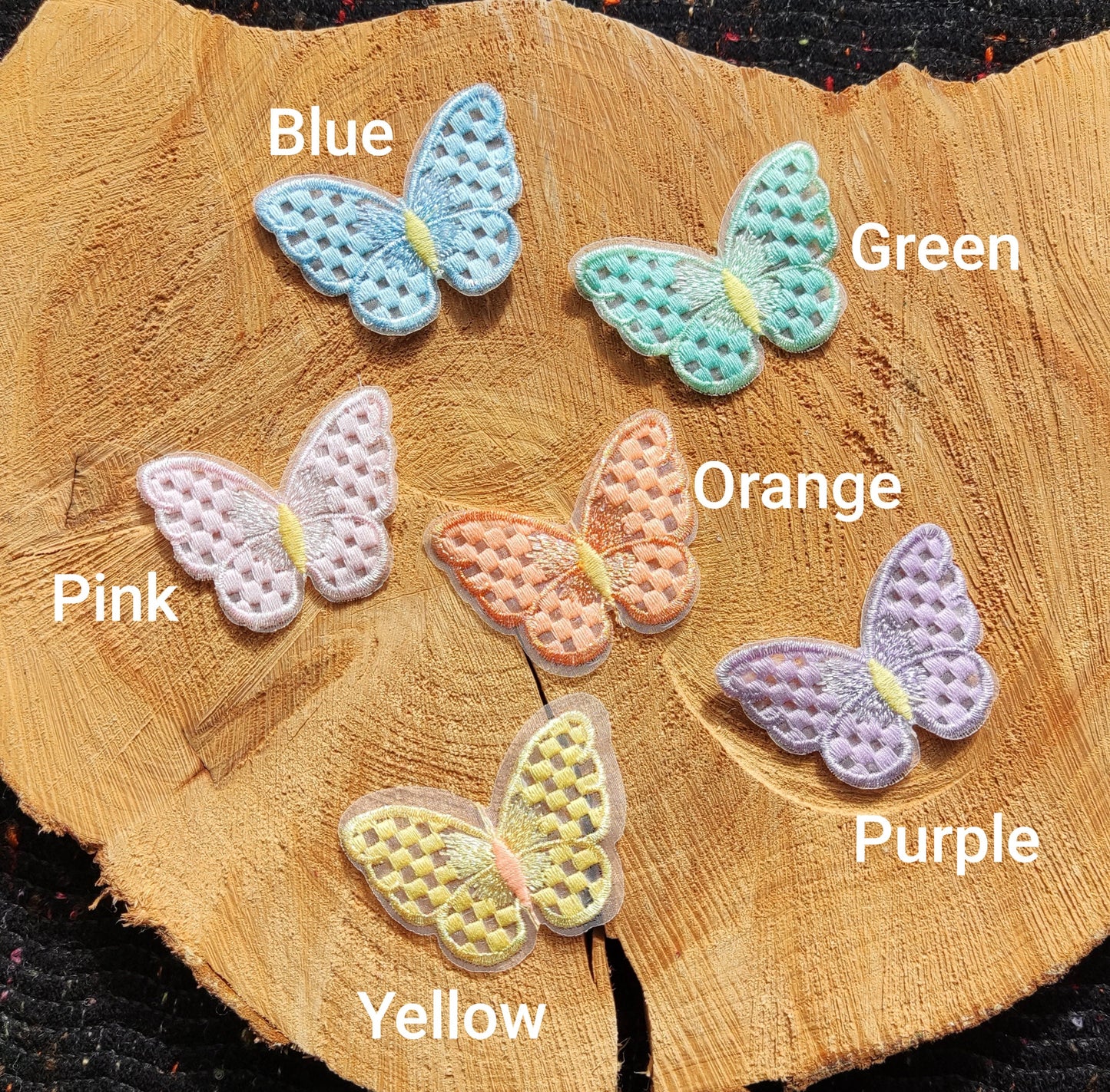 1pc Checked Design Butterfly Sew on Lace Applique Embroidery -4.5cm*6cm Motif Patch