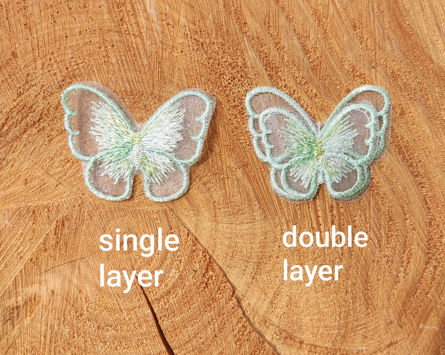 Sheer Iridescent Butterfly Sew on Organza Applique- 4cm*5cm Embroidered Motif for Hairclip DIY, Dressmaking Patch, Junk Journal