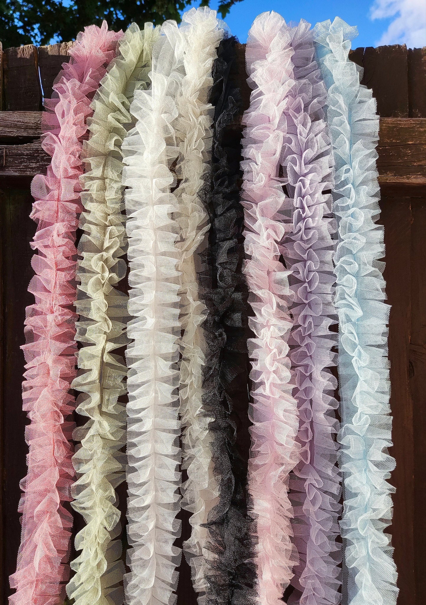 Gathered Tulle Ruffle Trim- 6cm width Pleated Round Border- Per yard- DIY Party Tutu Skirt, Dressmaking, Doll Clothes, Festival decor