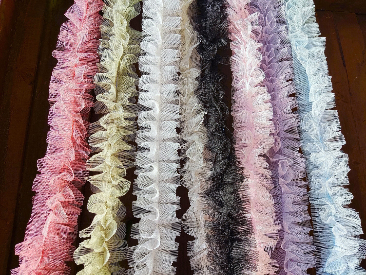 Gathered Tulle Ruffle Trim- 6cm width Pleated Round Border- Per yard- DIY Party Tutu Skirt, Dressmaking, Doll Clothes, Festival decor