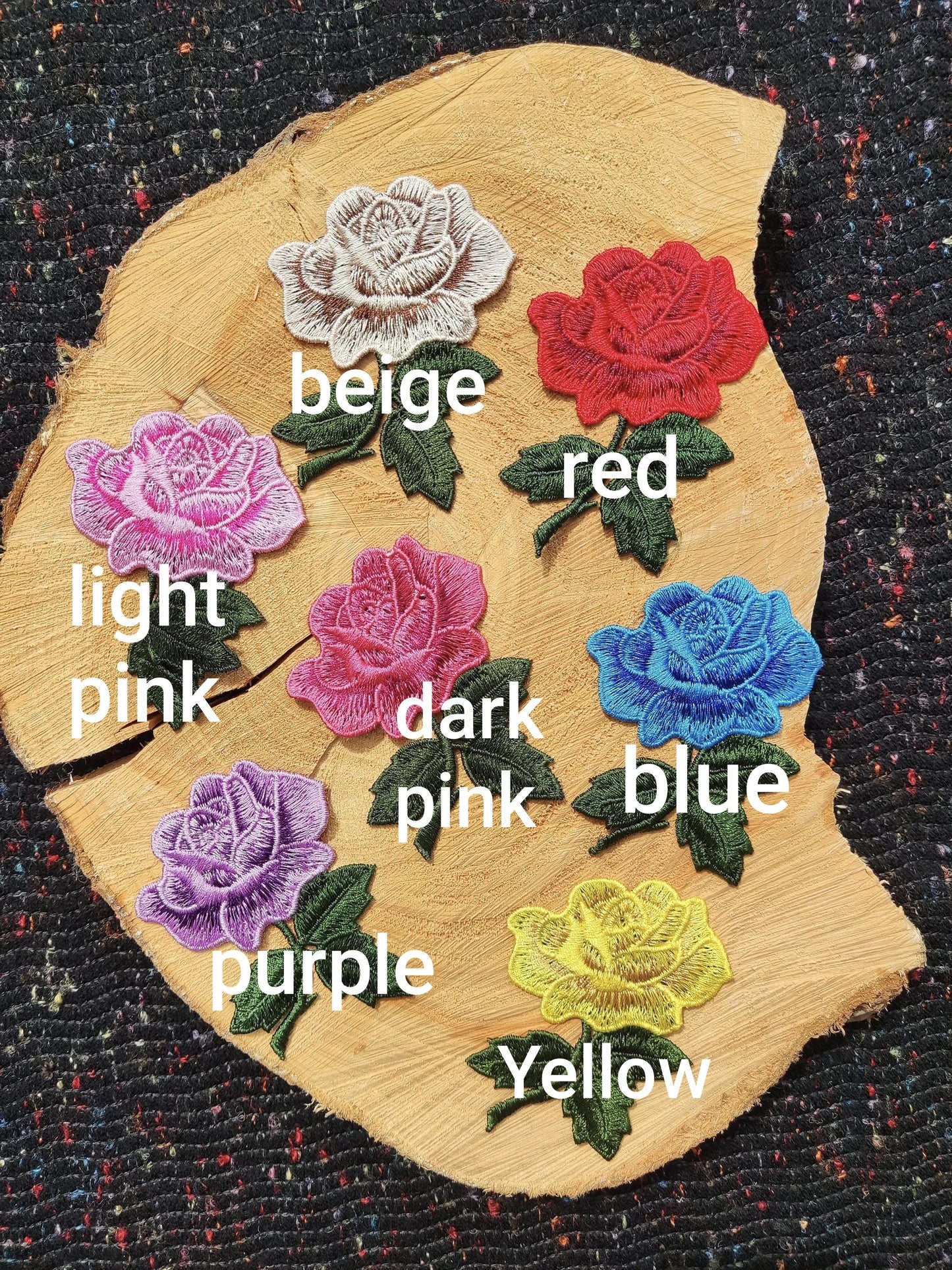 Stemmed Rose Embroidered Sew On Applique Patch- Flower Motif For Jacket DIY, Jeans Decoration, Soft Furnishing