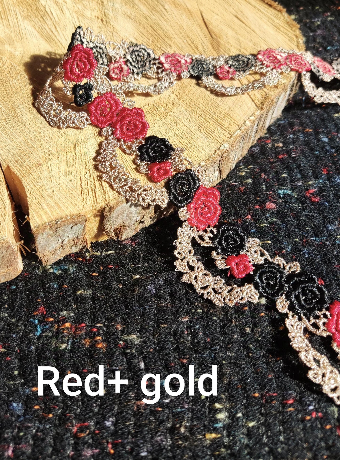 3.5cm Width Rose Flower Chain Embroidered Trim- Delicate Floral Lace Border -Per yard- For Dressmaking, Soft furnishing, Costume decoration