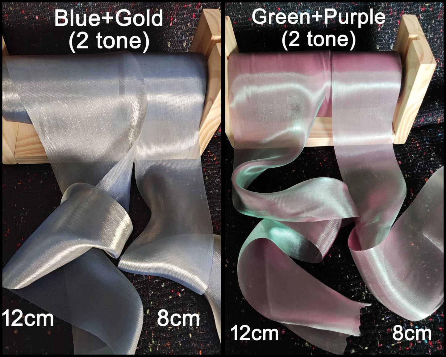 Extra Wide Sheer Organza Ribbon- Per yard - Iridescent Glossy Ribbon for Wedding Decor, Bridal bouquet, Florist, Baby Shower, Christening