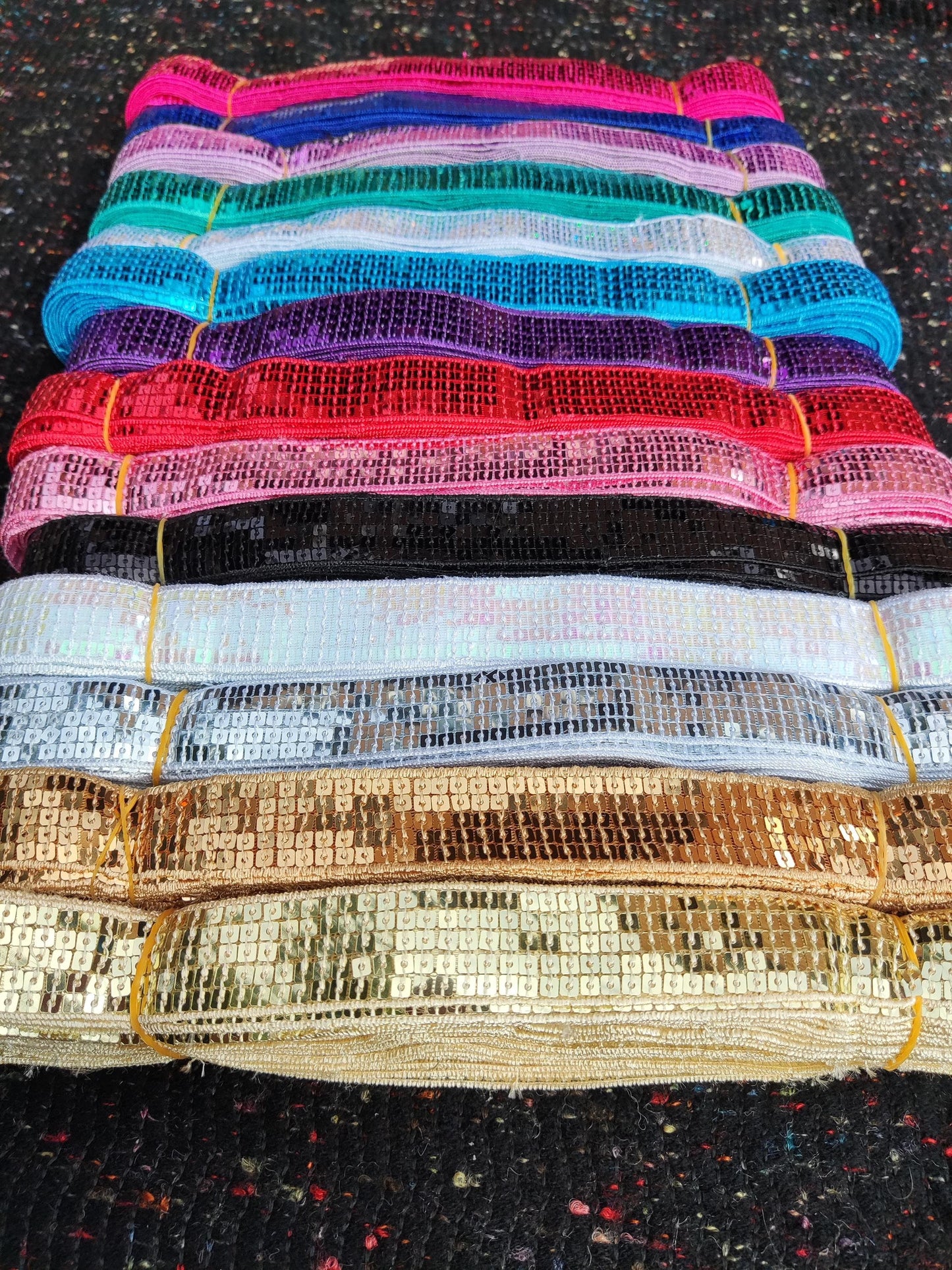 2.5cm (1" width) Sequin Border Trim - Sold By the Yard