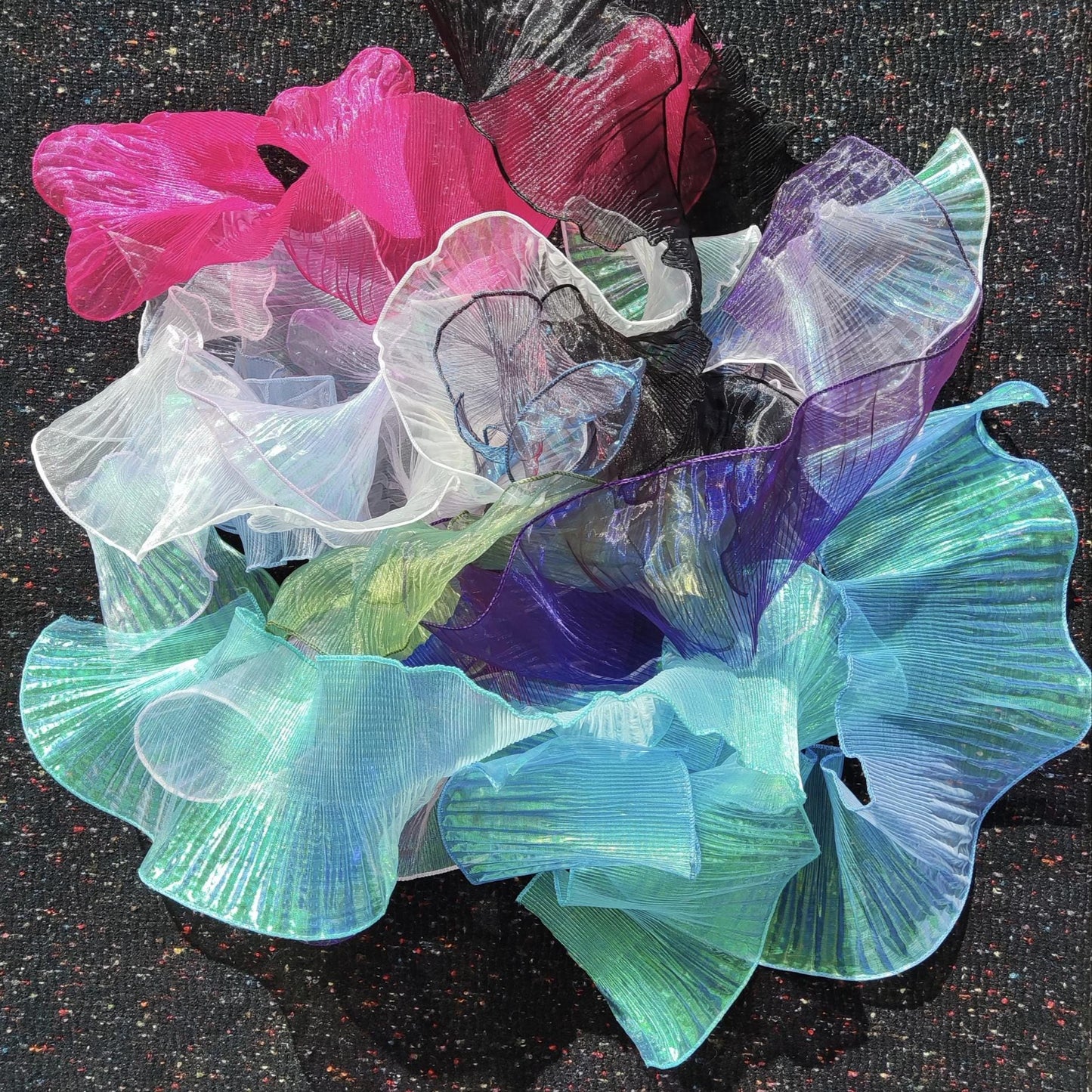 Pleated Iridescent Wide Organza Trim with Rigid Wavy Edge- Per yard Unstretched- DIY Costume, Cosplay, Dancewear