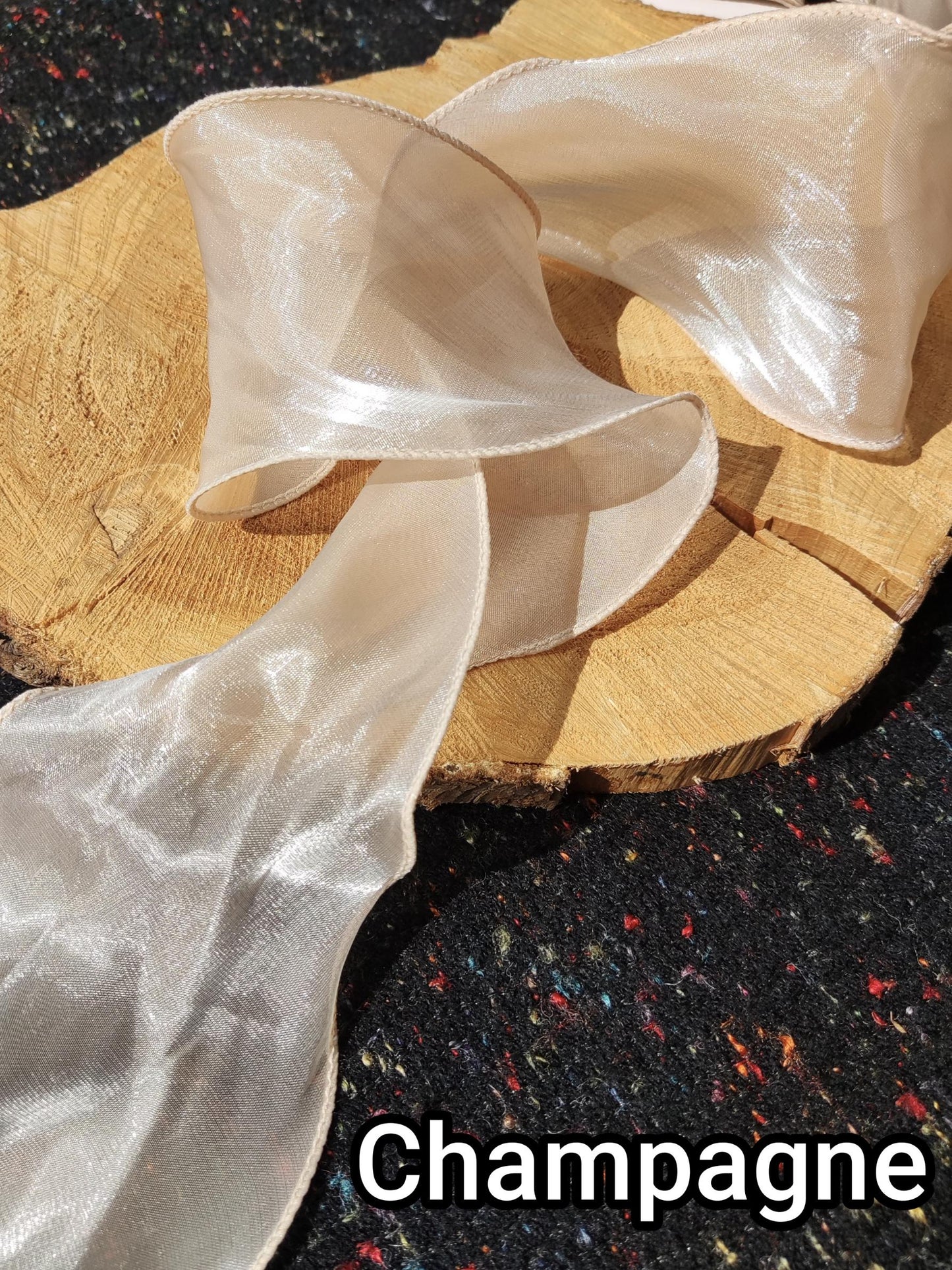 Curly Edge Glossy Organza Ribbon -Per yard- 5 or 8cm Wide Sheer Ribbon for Bridal Bouquet, Florist wrap