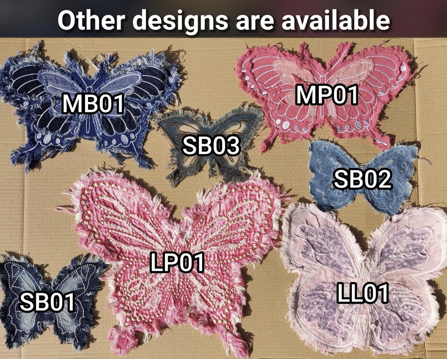 Large Black Denim Fray edge Butterfly patch -1pc Sew on Embroidered Motif -For Jeans embellishment, Jacket DIY, Bag making