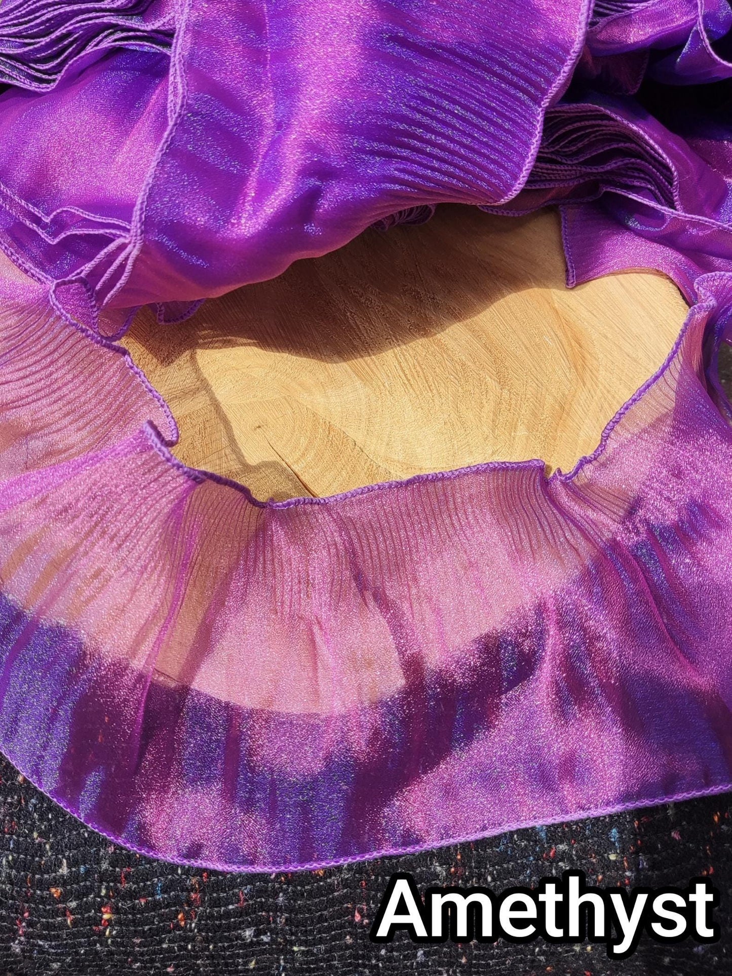 Pleated Iridescent Wide Organza Trim with Rigid Wavy Edge- Per yard Unstretched- DIY Costume, Cosplay, Dancewear
