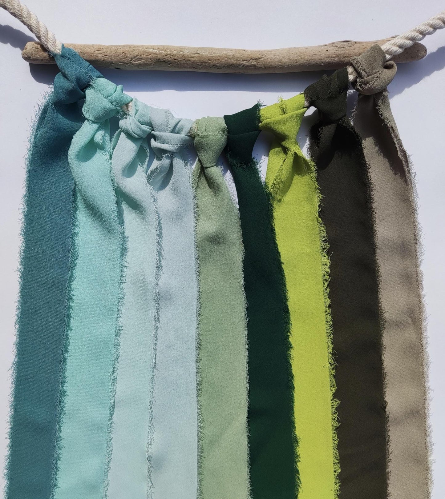 Green Luxury Hand torn Fraye Edge Chiffon Ribbon -38 or 50mm Width